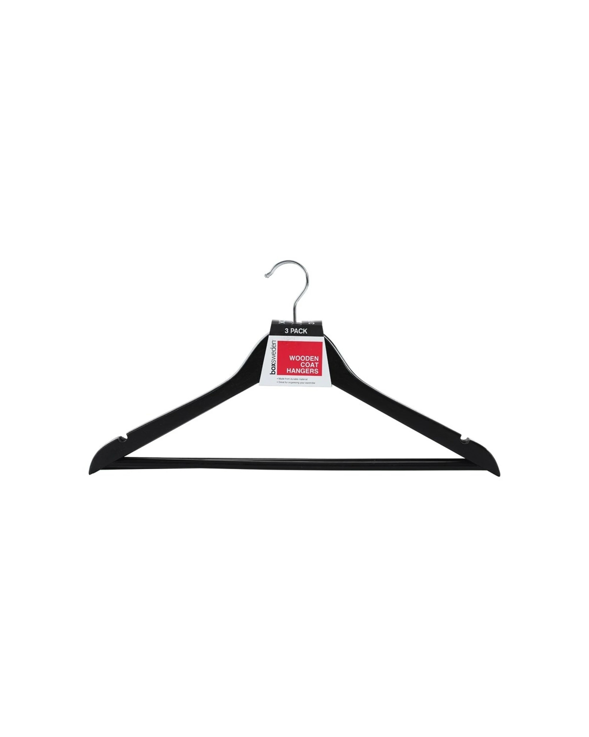 1 3pc Boxsweden 44.5cm Wooden Hanger/wardrobe Organiser For Clothes/shirt Black
 - Black, 1 of 2