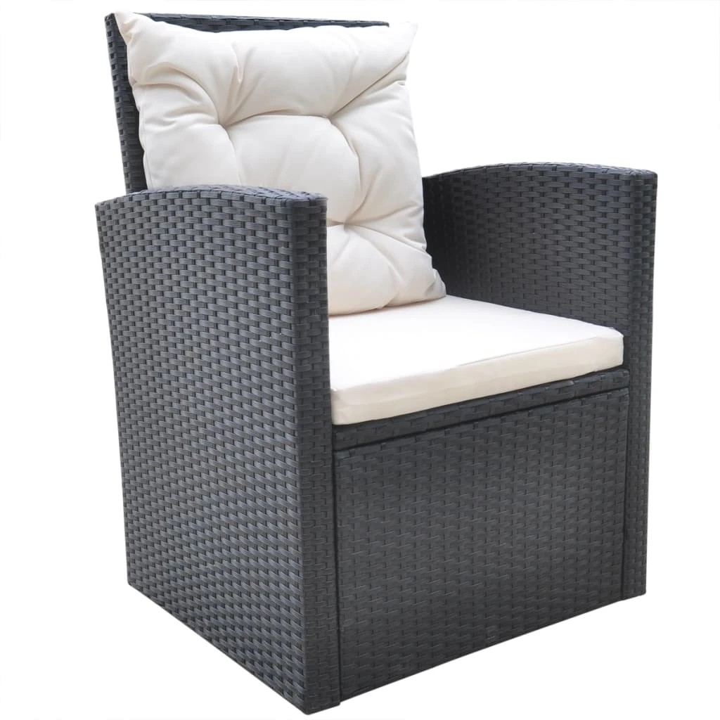 4 vidaXL 6 Piece Outdoor Dining Set With Cushions Poly Rattan - Black, 4 of 8