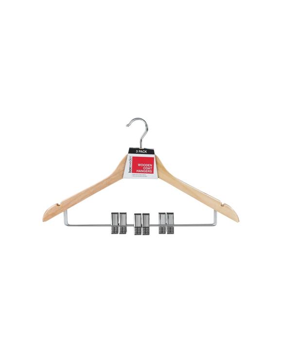 3pc Boxsweden 44.5cm Clothes Wooden Trousers/pants/jeans Hangers Closet W/clips
 - Natural