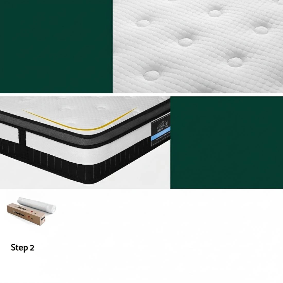 6 Giselle Bedding 30cm Mattress Medium Firm Euro Top Pocket Spring Hybrid Mattresses Single - Single Bed - White, 6 of 7