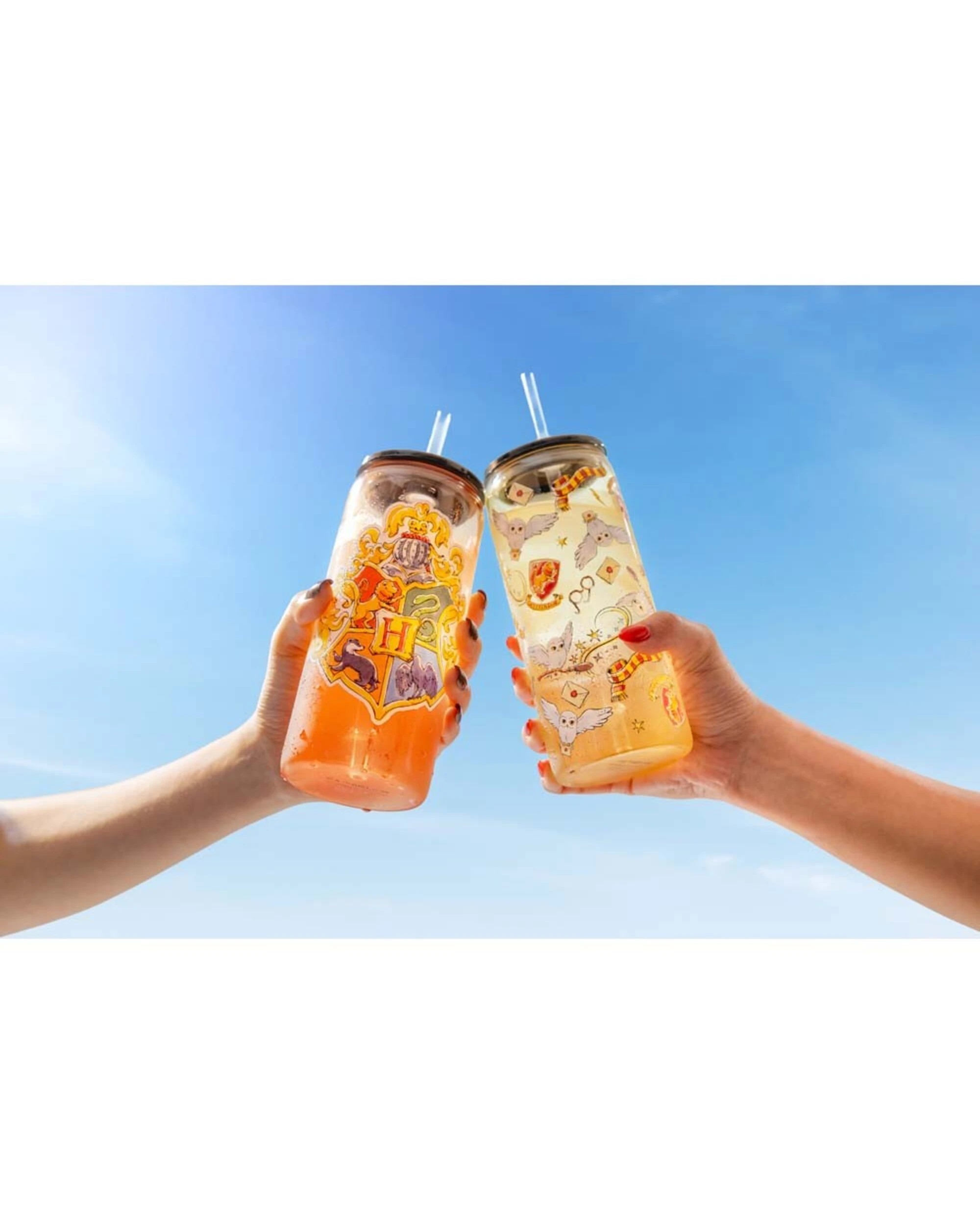 3 Harry Potter - Hogwarts Glass Cup with Straw Twin Pack - White, 3 of 3