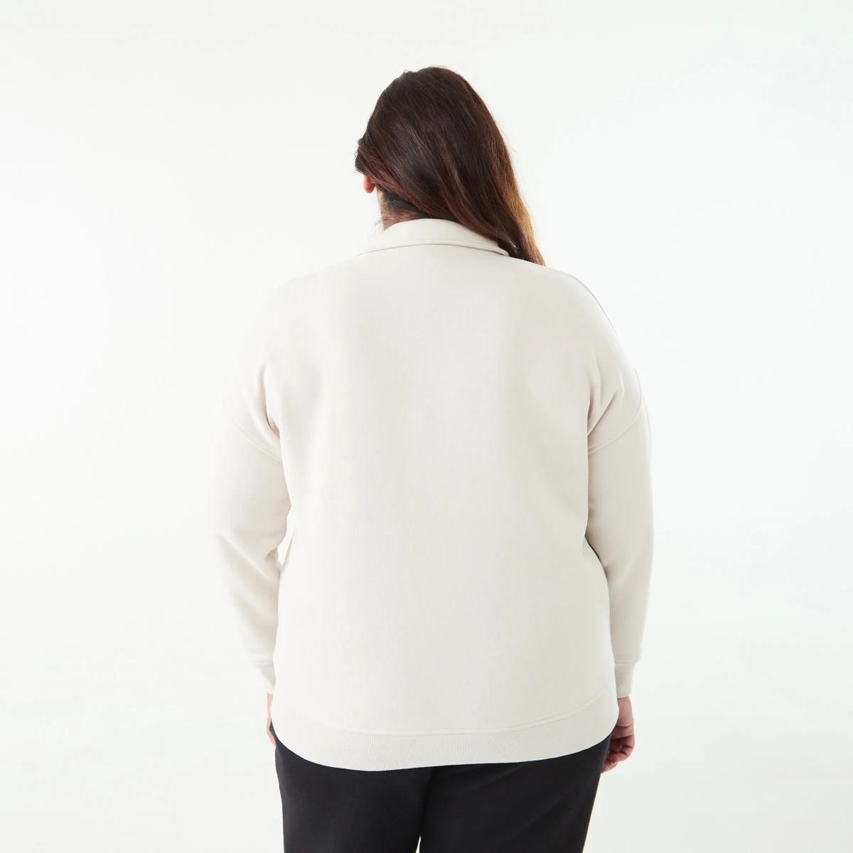 3 Curve Long Sleeve Seam Front Zip Sweatshirt Nat Beige, 3 of 5