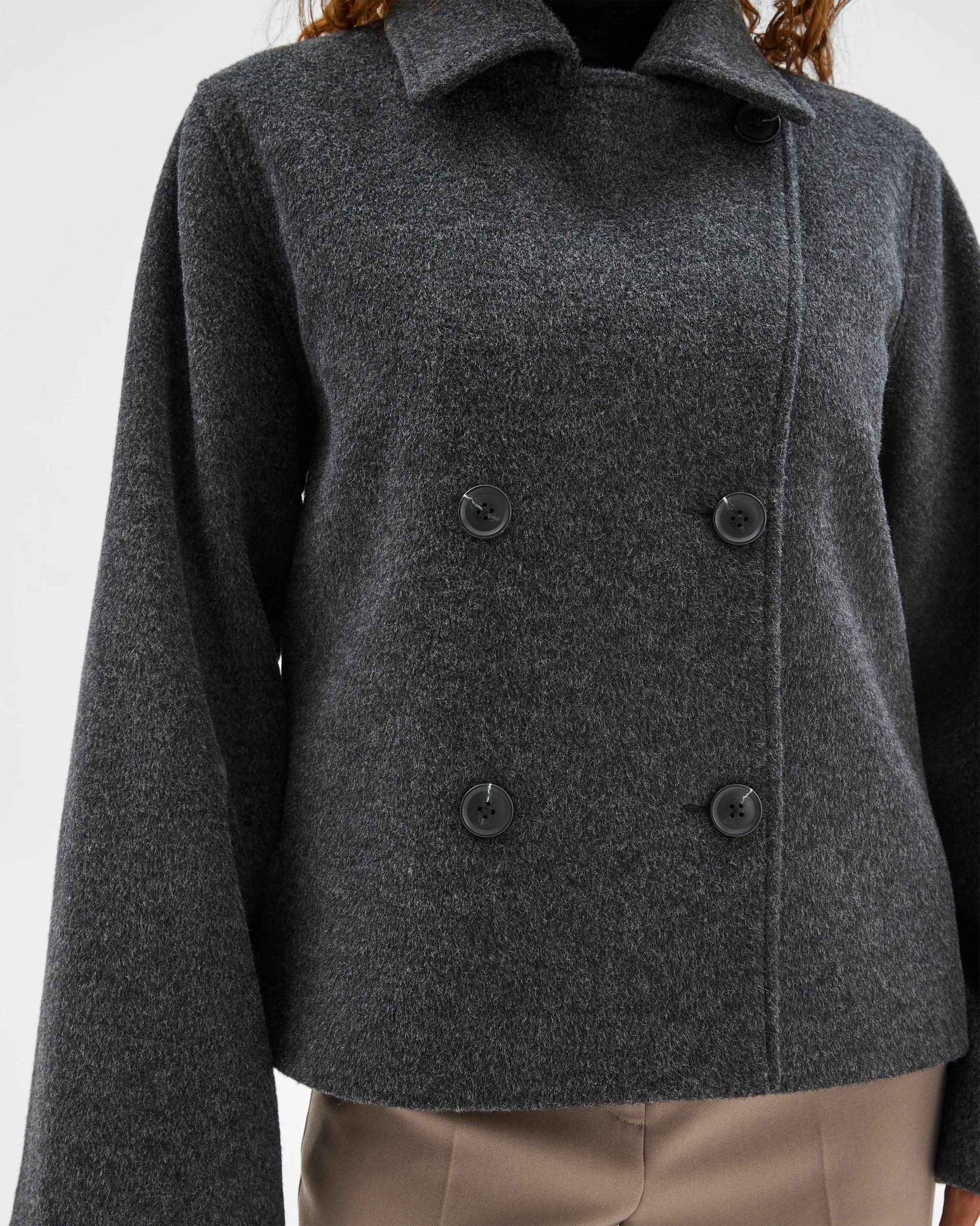 5 Preview Double Breasted Short Coat GREY, 5 of 6