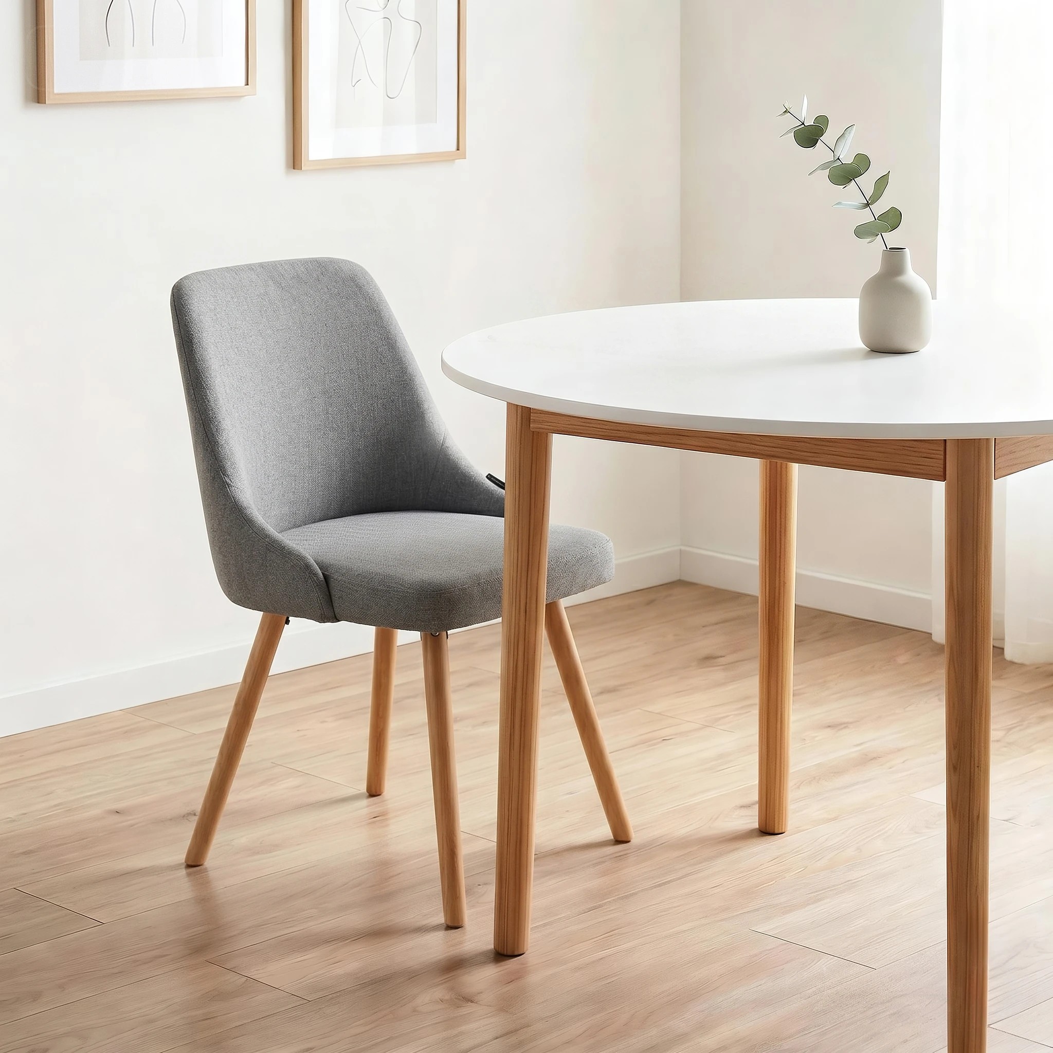 5 Artiss Dining Table and Chairs Set 5pcs 108cm Round Kitchen Table with 4 Grey Chairs Nordic Home Furniture - Multi, 5 of 8