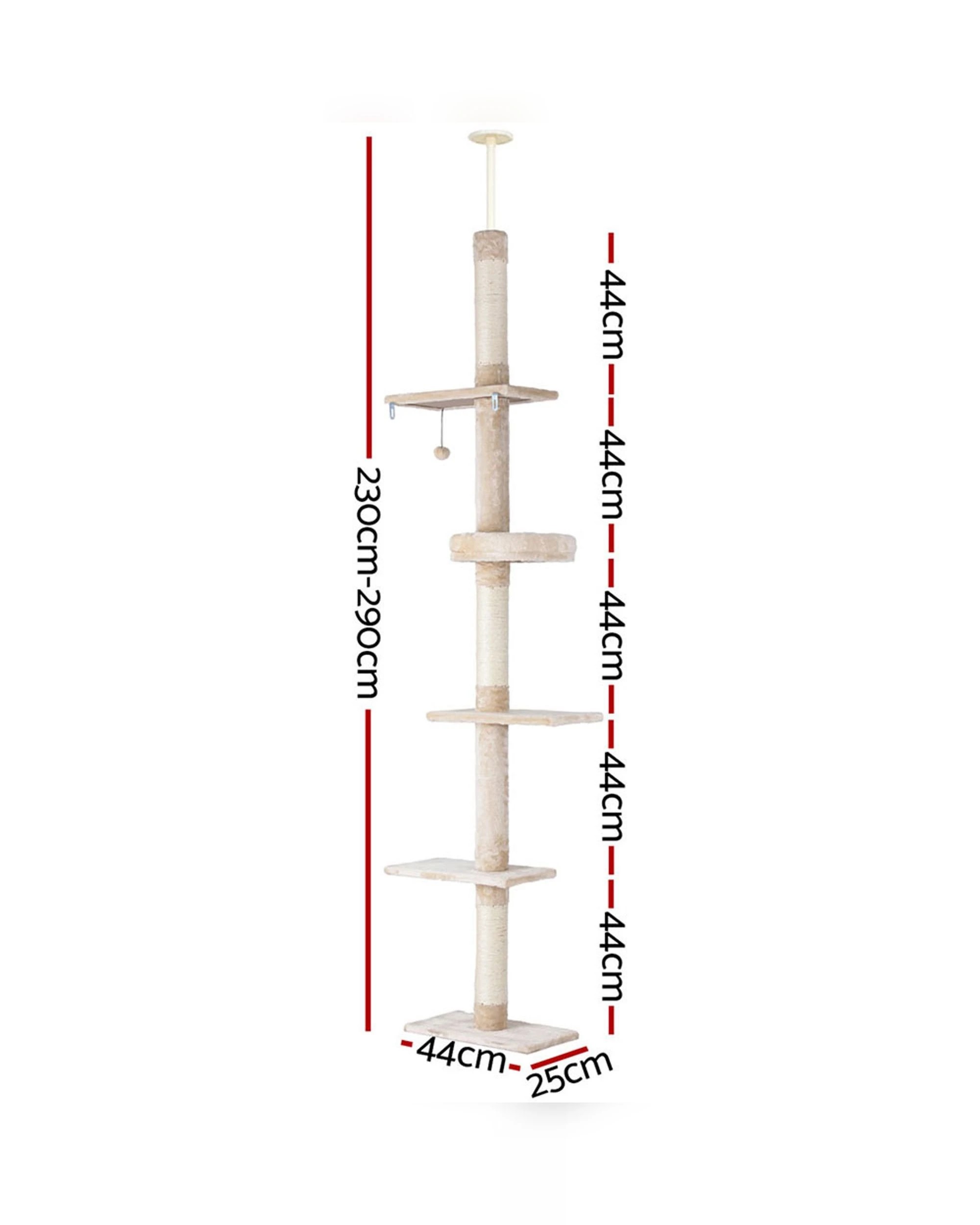 2 I.pet Cat Tree 290cm Tower Scratching Cats Post Scratcher Floor To Ceiling Bed
 - White, 2 of 2