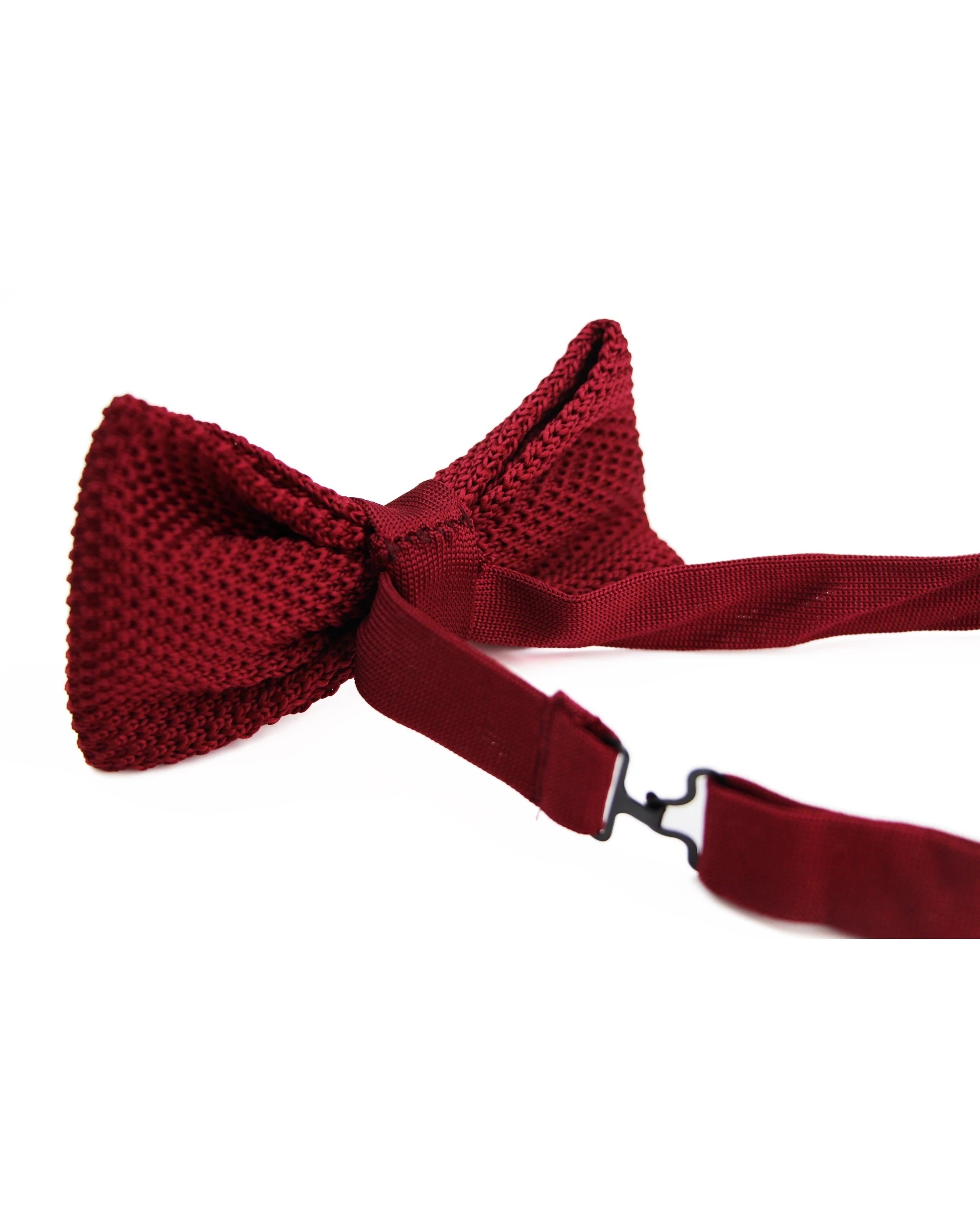 2 Zasel Mens Dark Red Cross-Hatched Knitted Bow Tie, 2 of 2