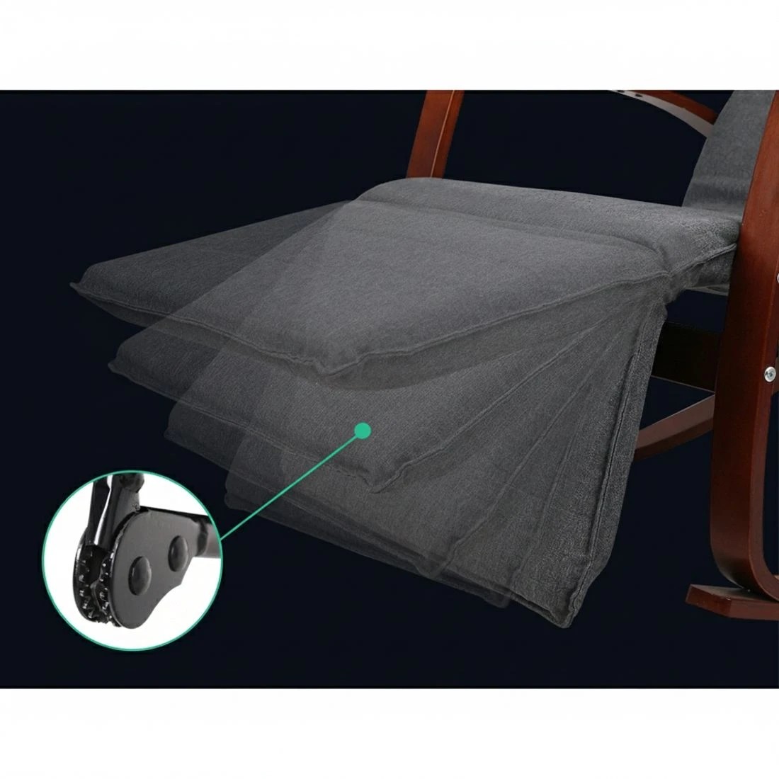 3 Artiss Rocking Armchair Footrest Nursing Charcoal - Charcoal, 3 of 8