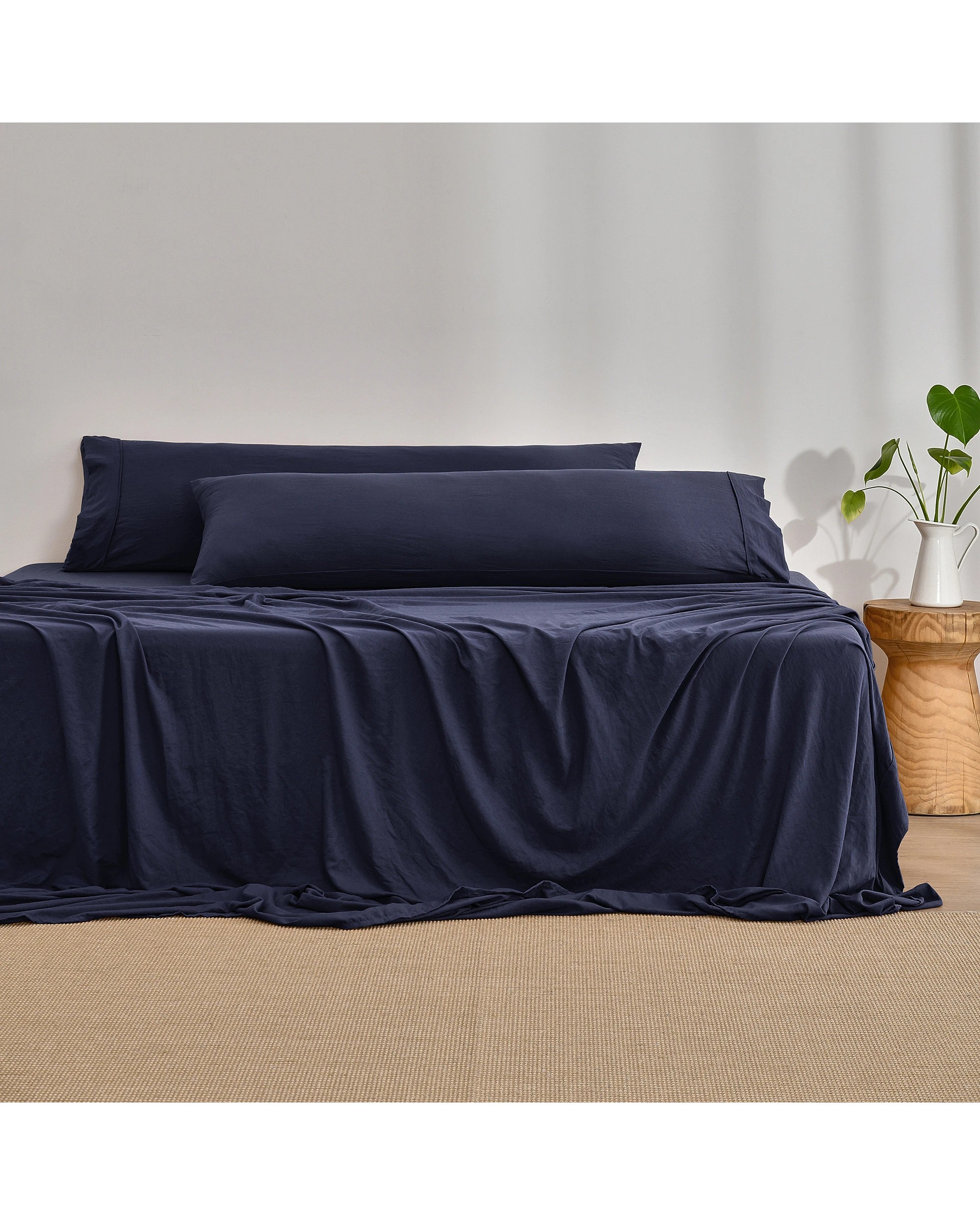 1 Dreamaker Superfine Washed Microfibre Body Pillowcase Twin Pack - Navy, 1 of 5