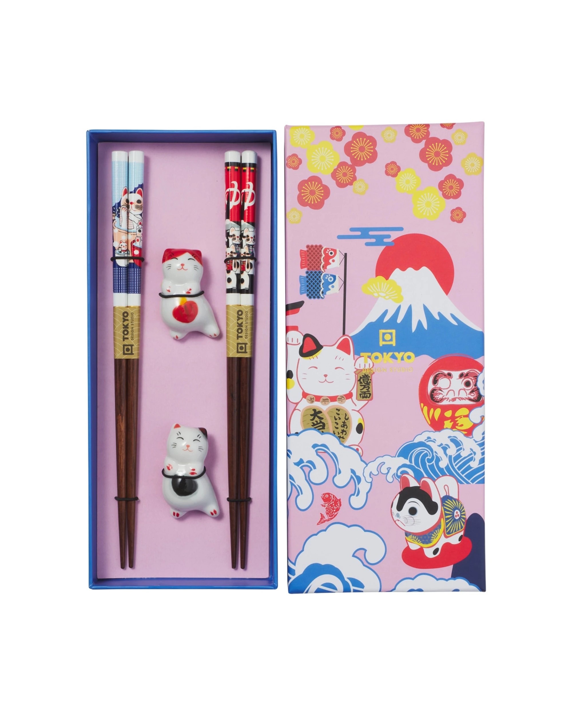 4 Tokyo Design 2x 4pc Chopstick Neko Cat Chopsticks with Rest - Multi, 4 of 6
