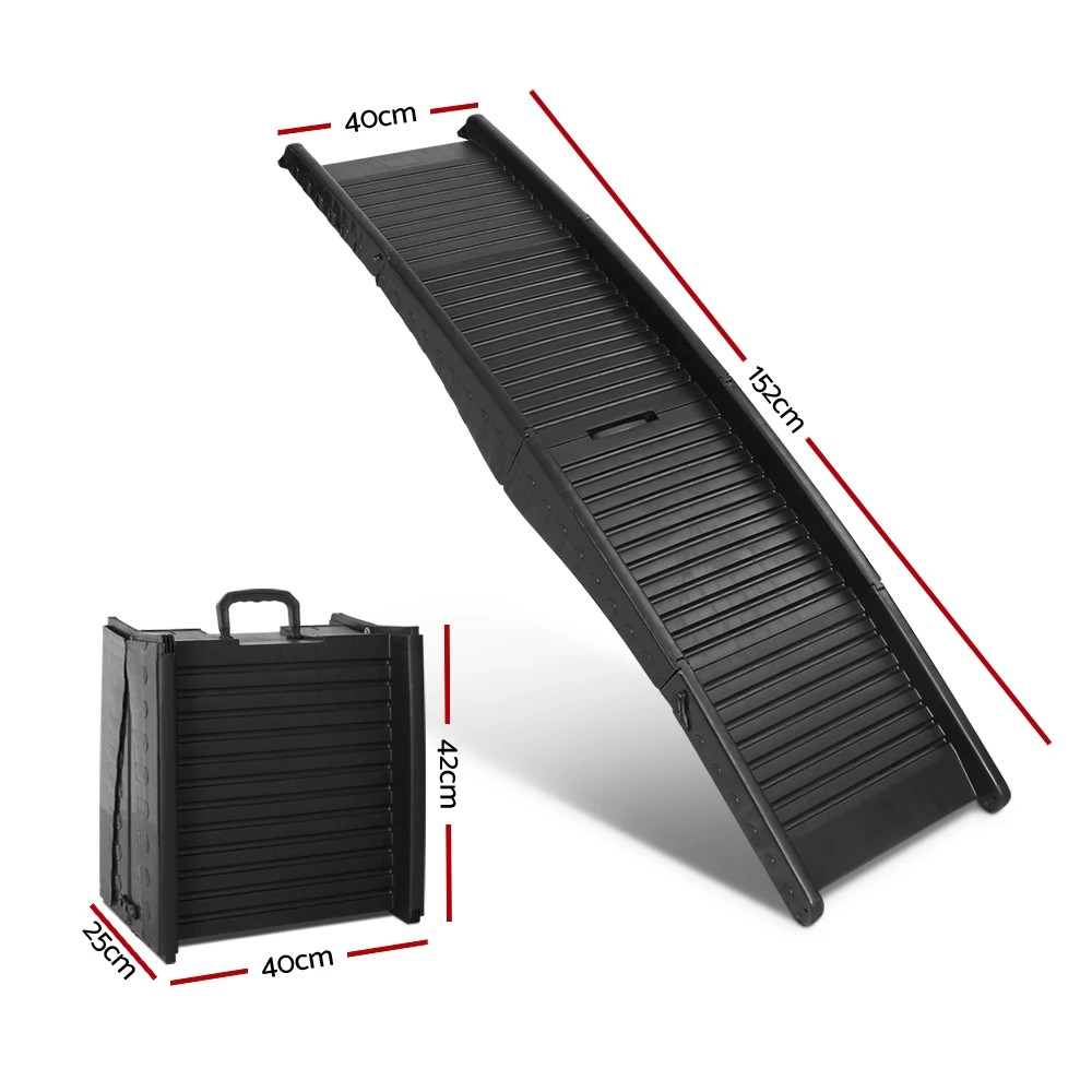 2 i.Pet Dog Ramp Pet Stairs Steps For Car SUV Ladder Travel Foldable Portable - Black, 2 of 7