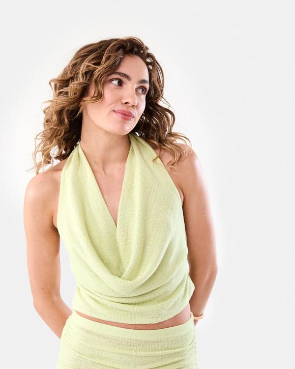 Knit Cowl Neck Halter Top