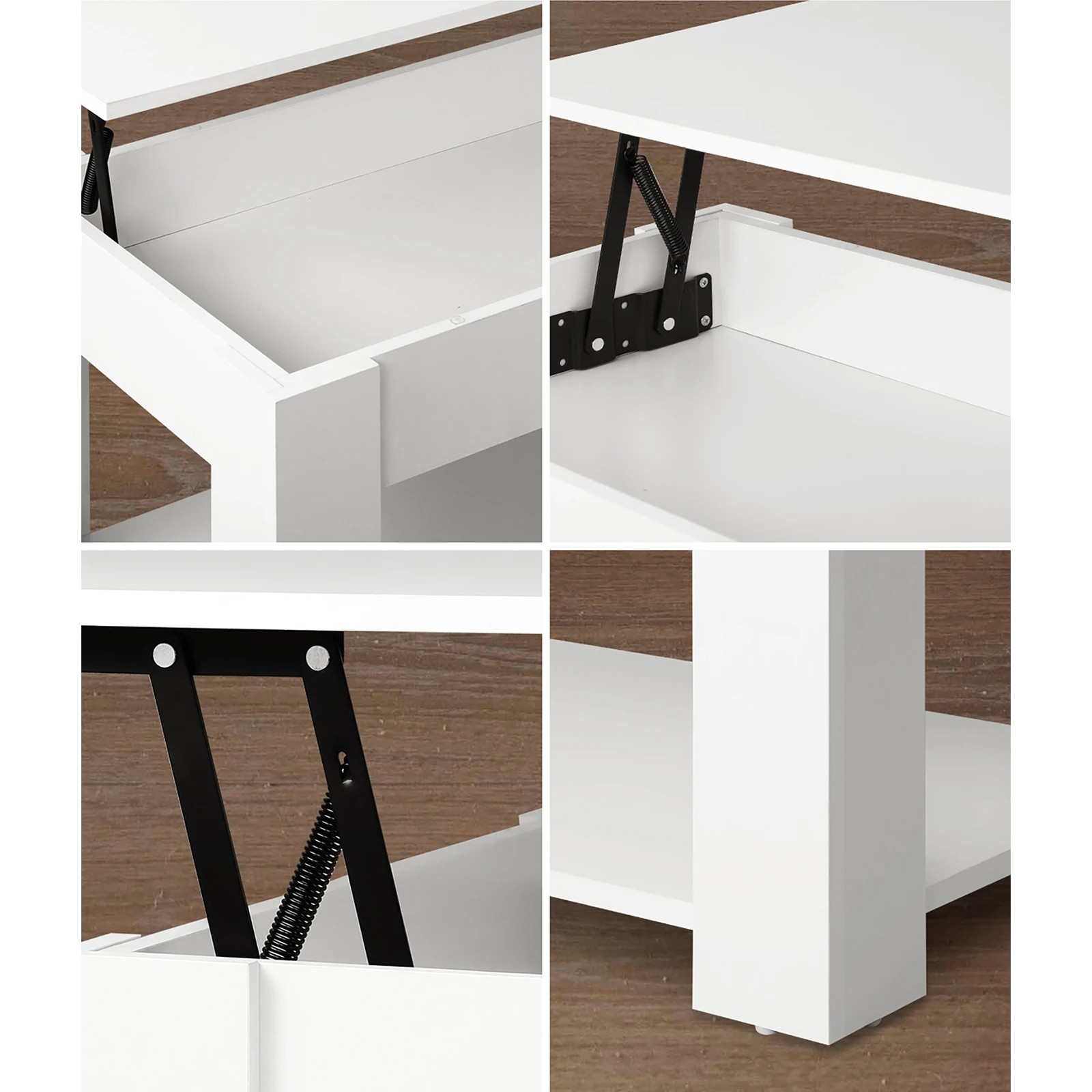 4 Oikiture Coffee Table Lift Up Top Modern Tables Hidden Book Storage
 - White, 4 of 10