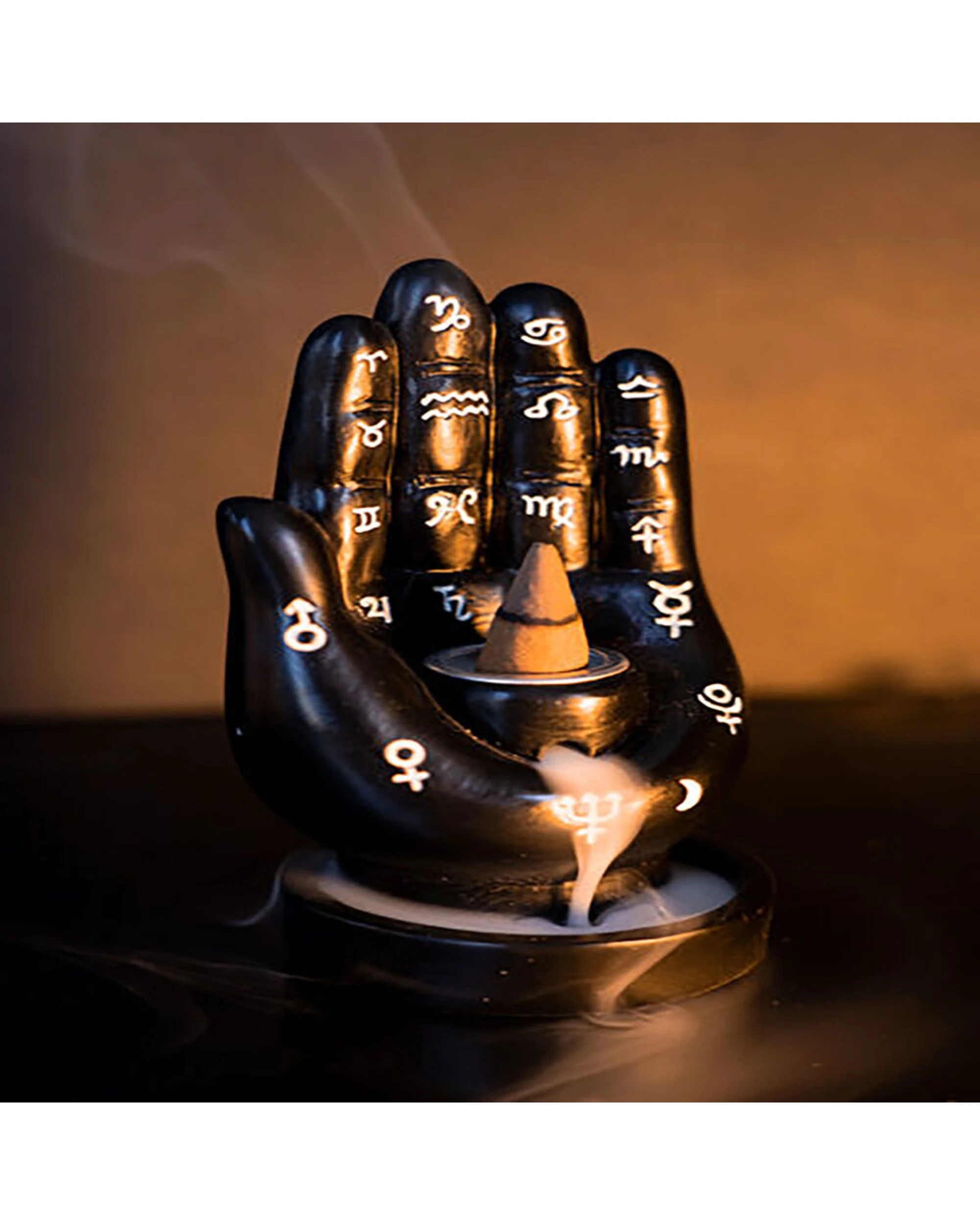 6 MDI Backflow Burner Hamsa Hand Incense Burner - Black, 6 of 6