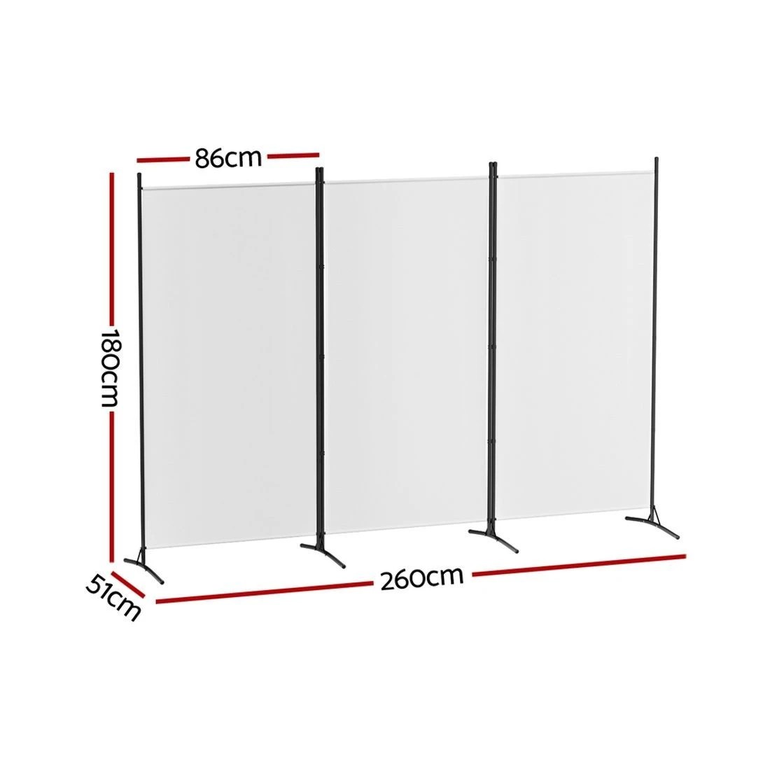 2 Artiss 3 Panel Room Divider Set of 2 Folding Privacy Screen Fabric Room Separator Partition - White, 2 of 7