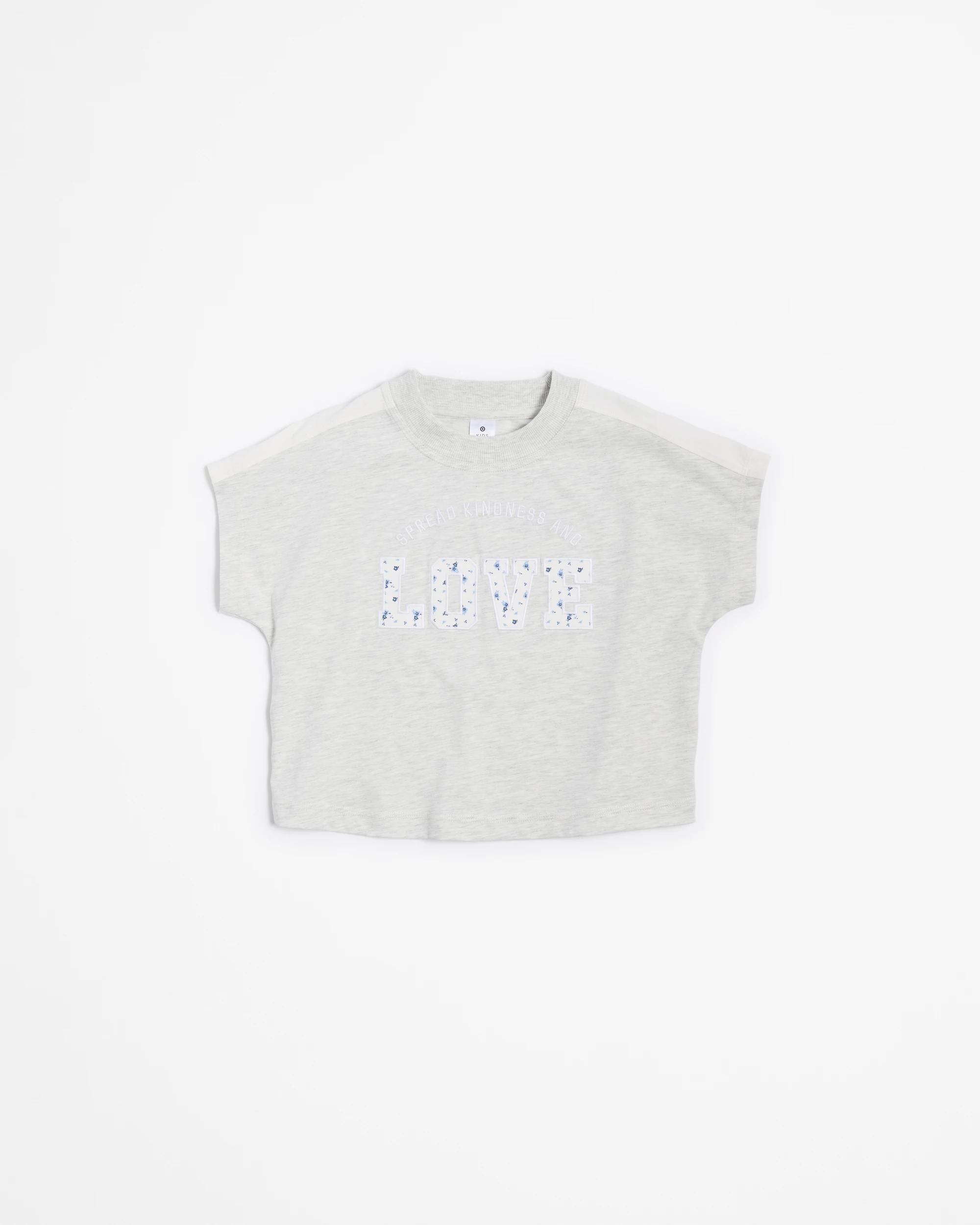 1 Target Australian Cotton Extended Shoulder Applique T-shirt GREY MARLE, 1 of 3