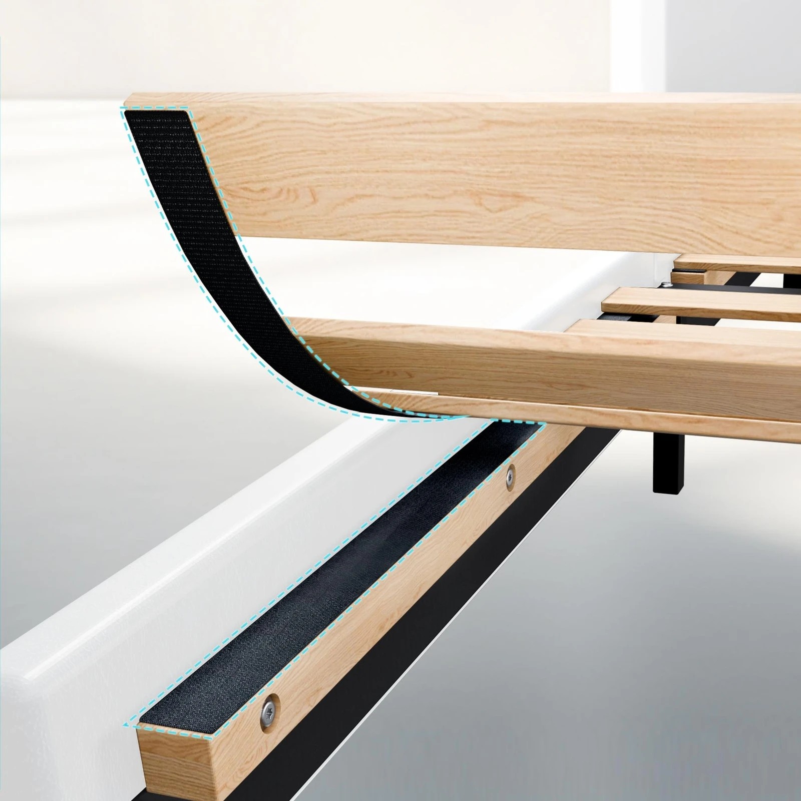 4 Alfordson Bed Frame King Single Mattress Base Wooden Platform Leather - White, 4 of 10