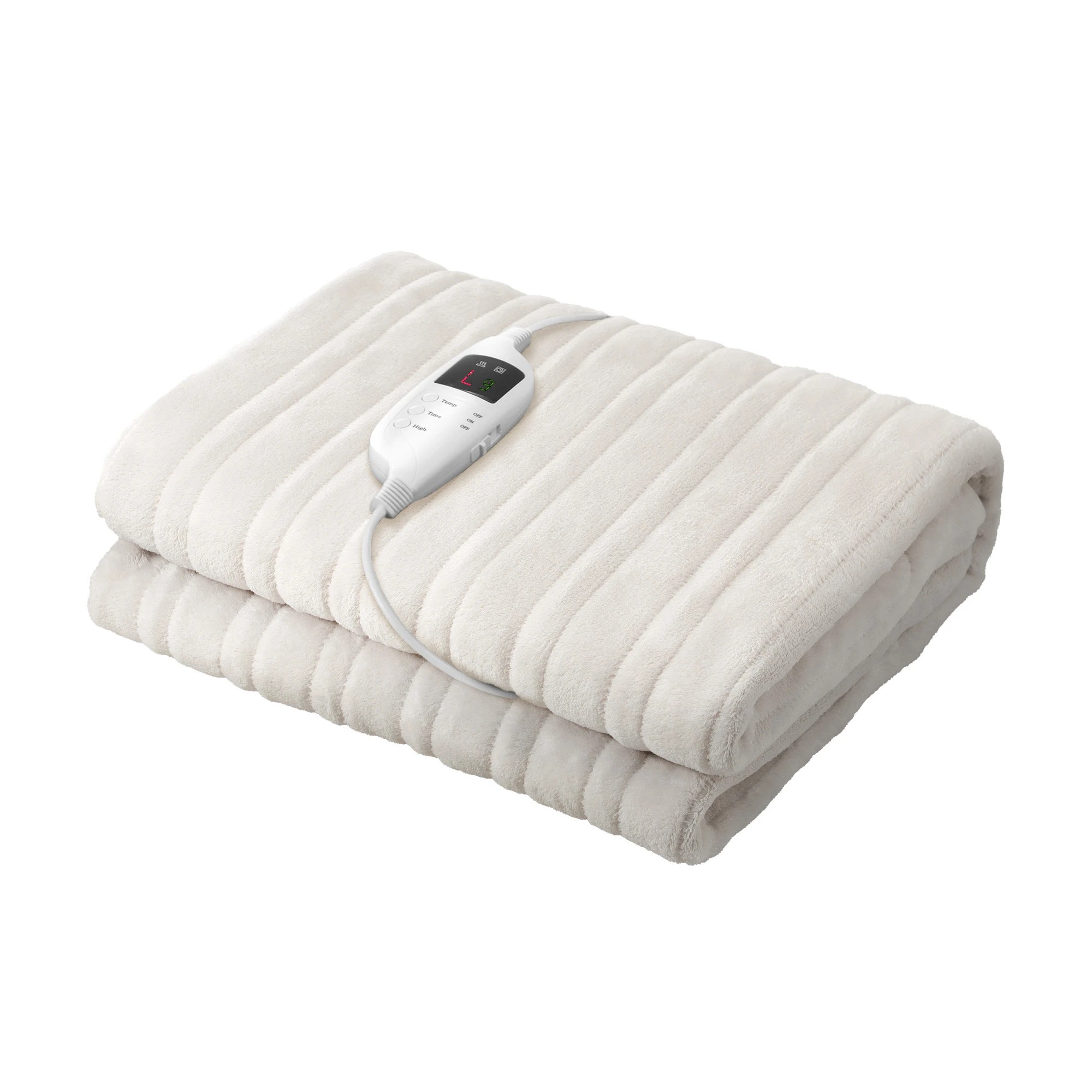 1 Bedra Bedding Electric Heated Throw Rug Washable Blanket Snuggle Flannel Winter Warm - Single Bed - White, 1 of 10