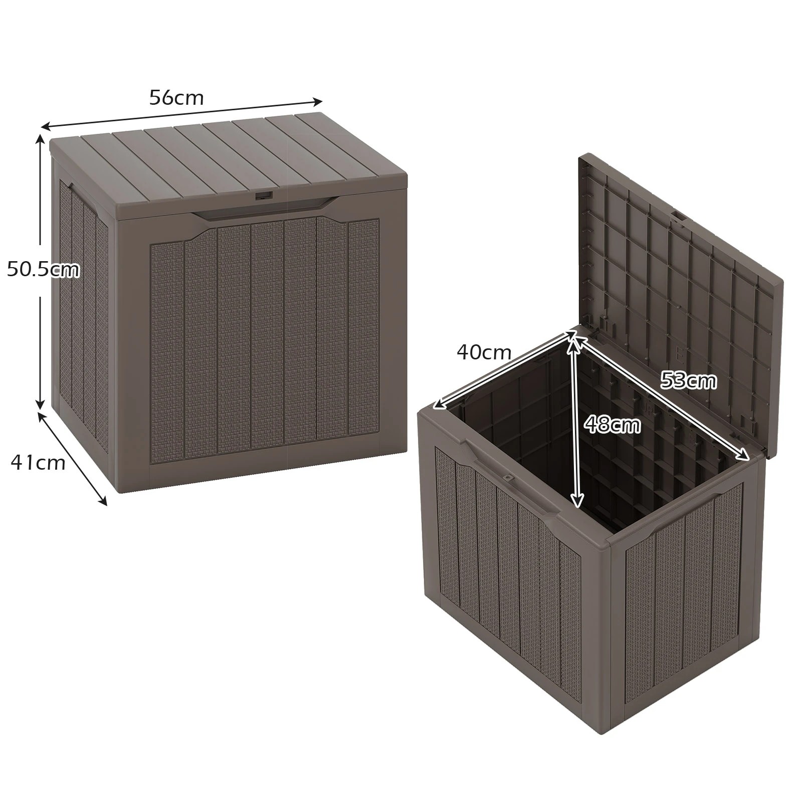 2 Costway 96L Outdoor Storage Box w/Lockable Lid Waterproof Patio Storage Bin - Brown, 2 of 6