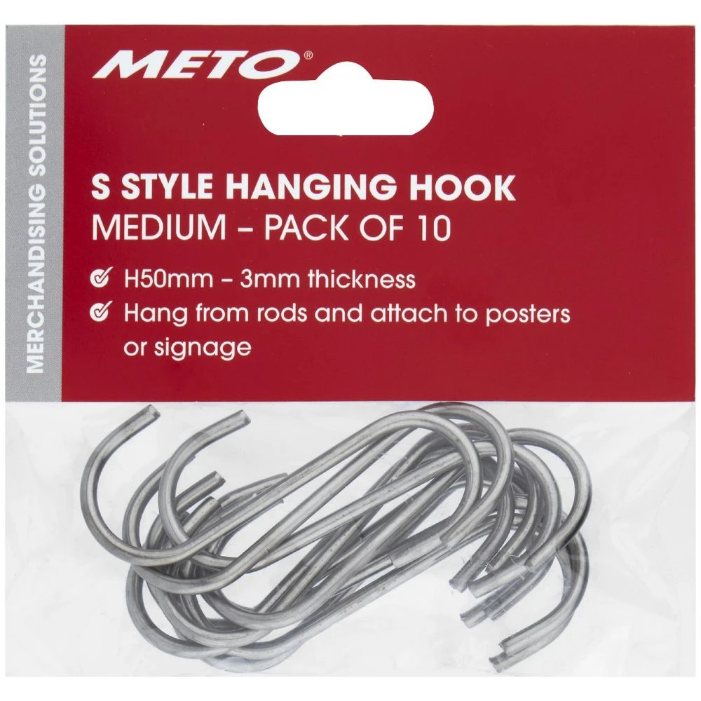 3 Meto S Hook Sign Hangers 50mm 10 Pack, 3 of 3