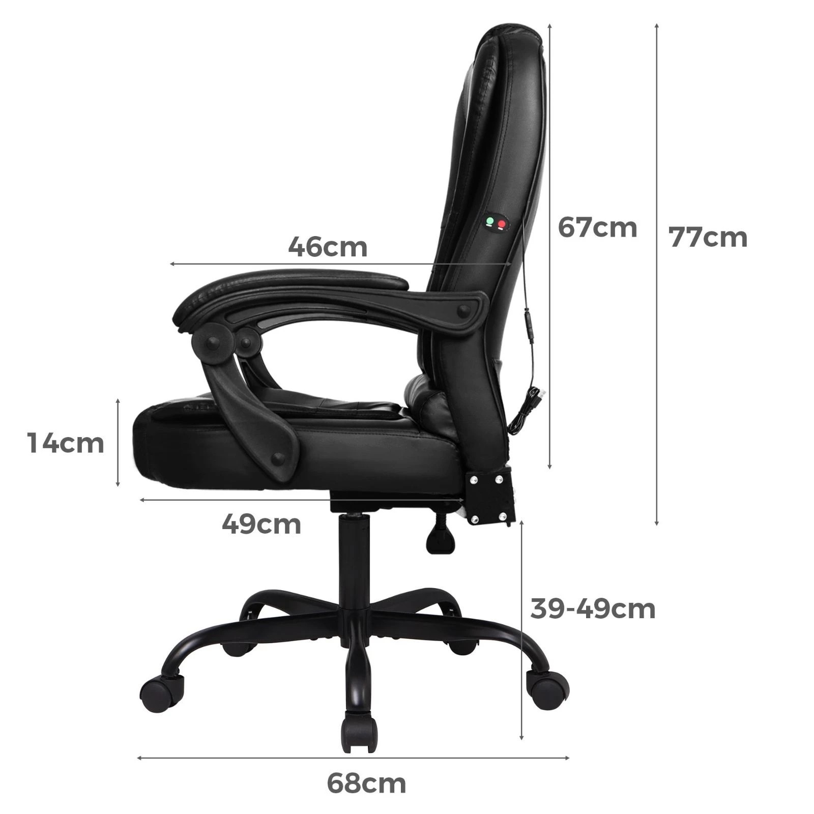4 Alfordson Massage Office Chair Executive Recliner Gaming Racing Seat PU Leather - Black, 4 of 10
