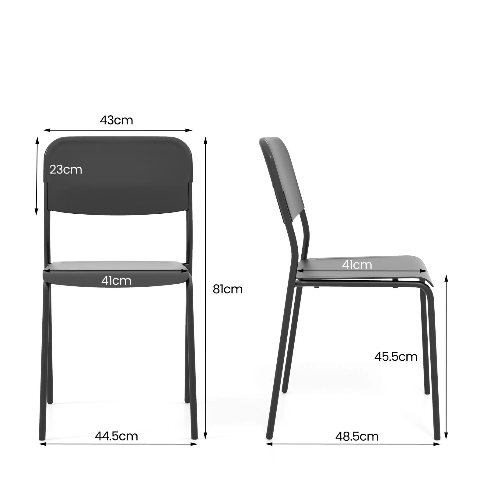 3 Costway 4PCS Armless Dining Chairs Stackable Kitchen Chairs Side Chairs Set w/Backrest - Black, 3 of 3