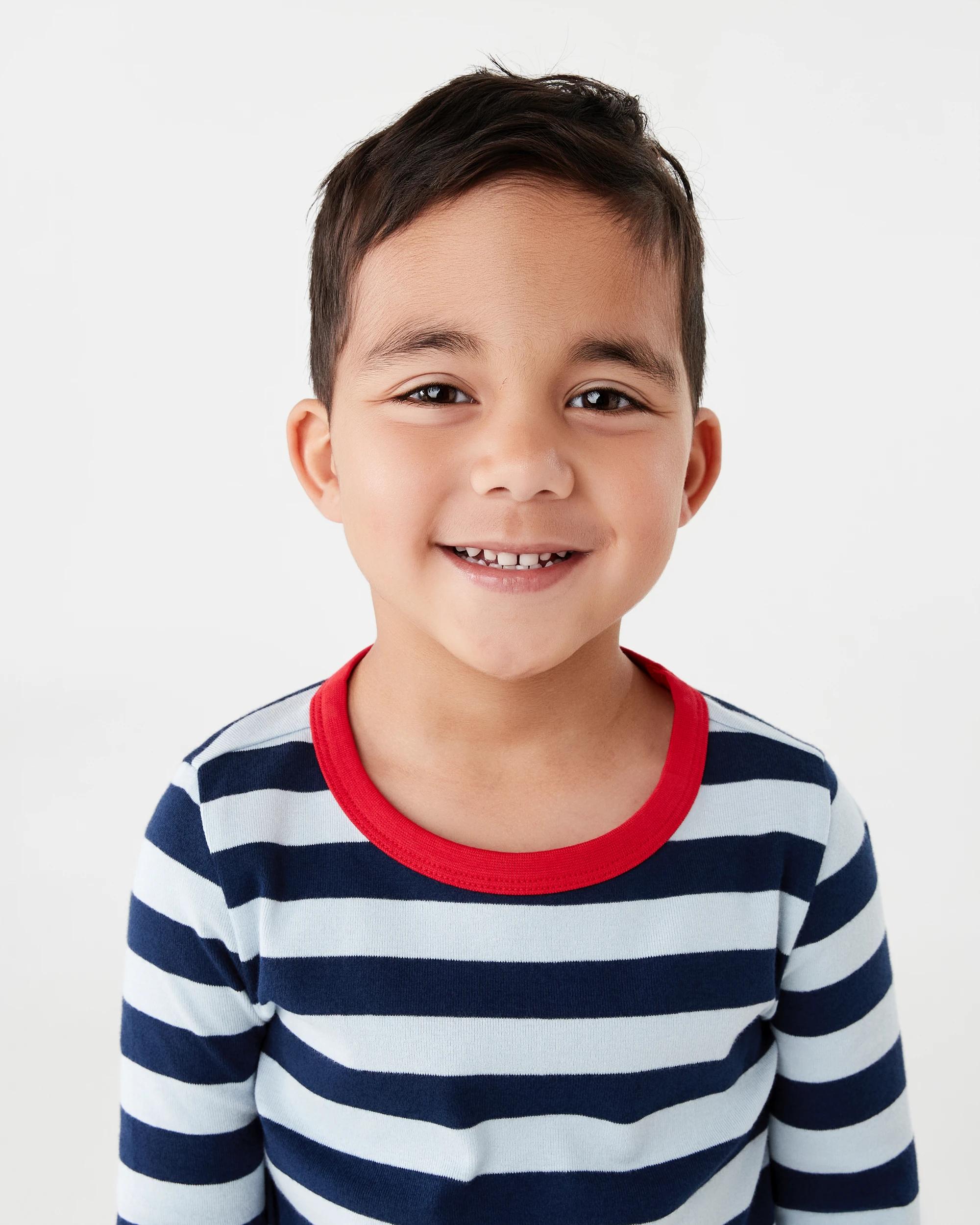 3 Rib Pyjama Set Blu Stripe, 3 of 5