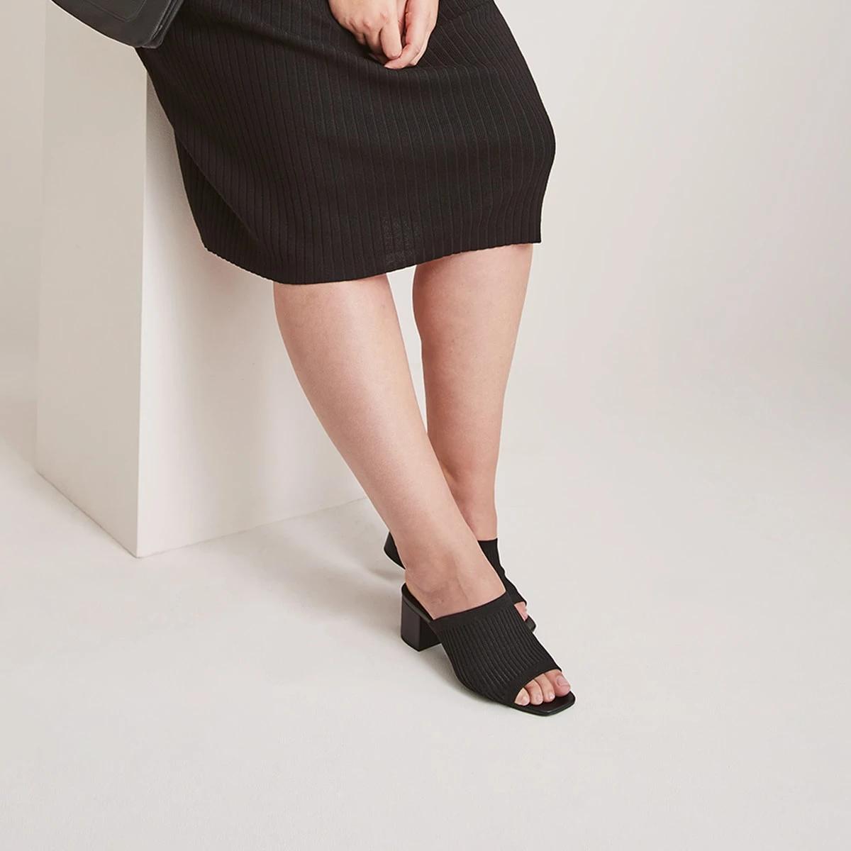 8 Casual Knit Square Toe Mules Black, 8 of 8