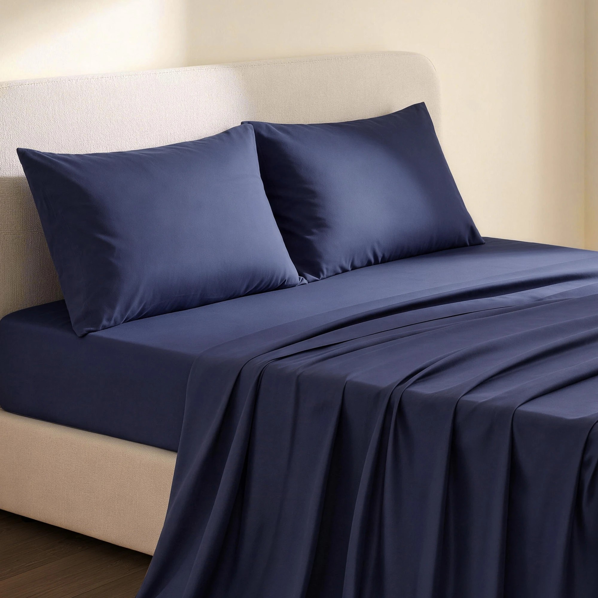 9 Giselle Bedding 500TC Cotton Sheet Set 40cm Deep Pocket for Hot Sleeper - King Bed - Blue, 9 of 9