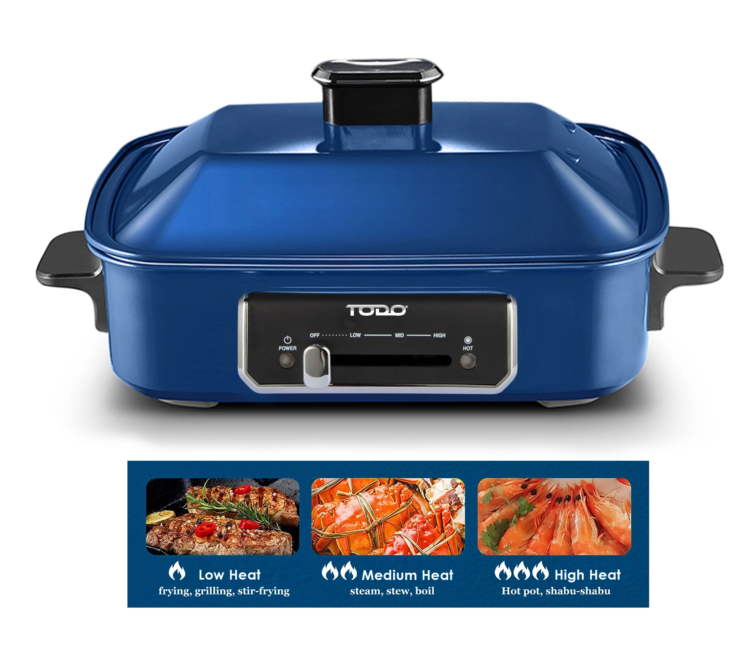 8 TODO 1400W 3-in-1 Electric Multifunction Cooking Pot BBQ Grill Pan Hot Pot, 8 of 9