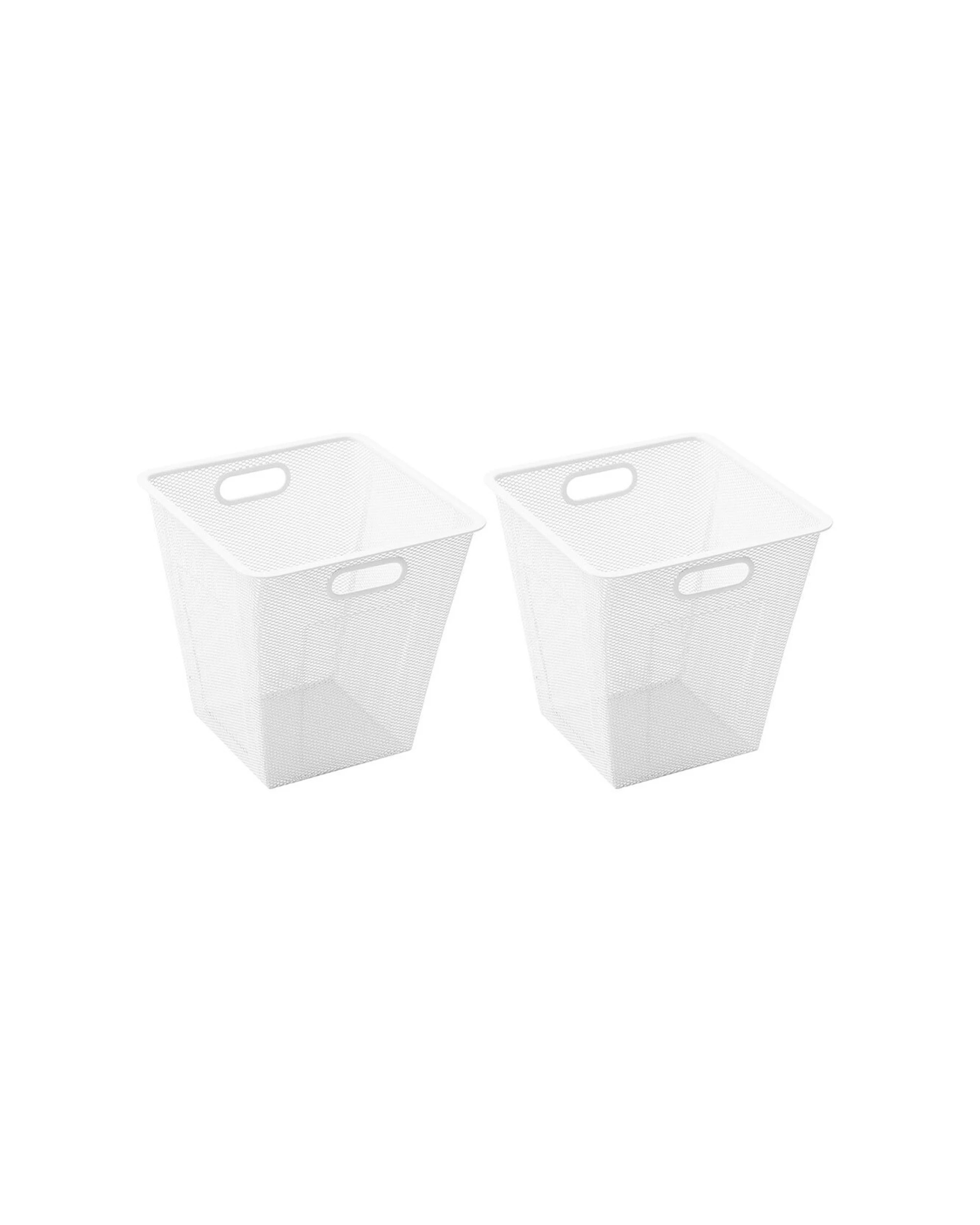 1 BOXSWEDEN Mesh Storage Basket 2PK Mesh Wire Design Handles 28cm Versatile - White, 1 of 4