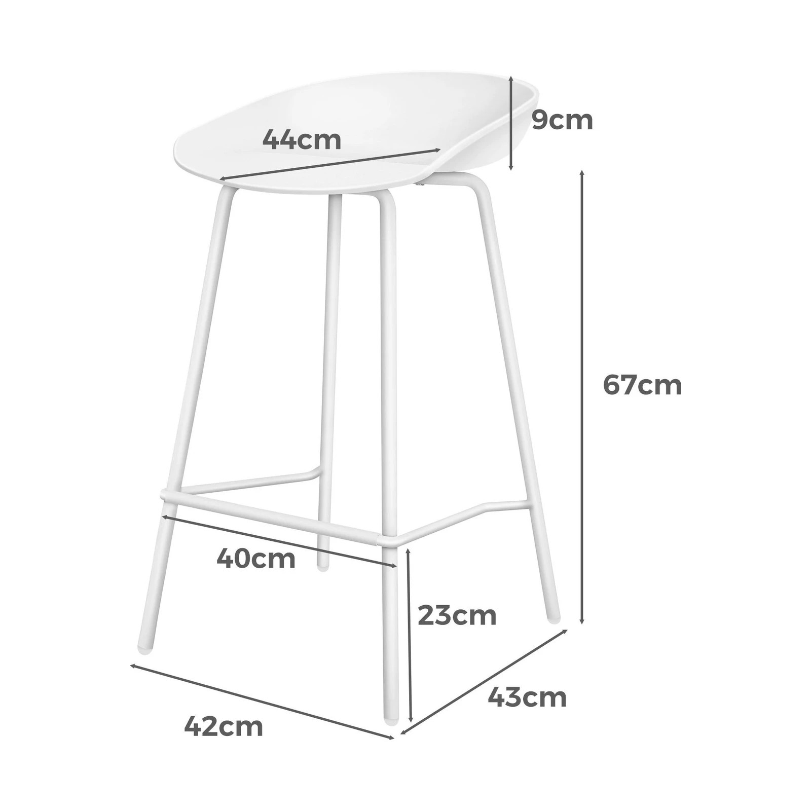 5 Alfordson 2x Kitchen Bar Stools Counter Chairs Metal Finn - White, 5 of 10