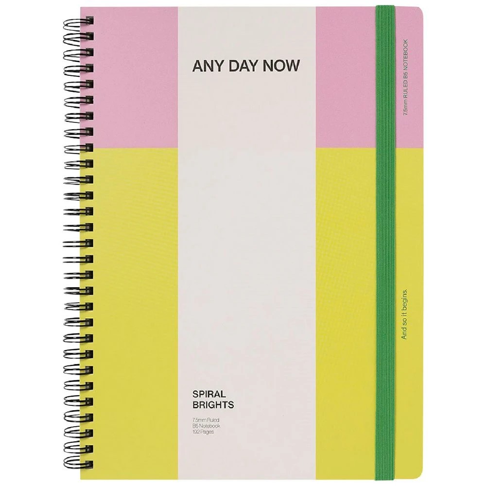 1 Any Day Now Spiral Brights B5 Ruled Notebook Pink and Yellow, 1 of 4