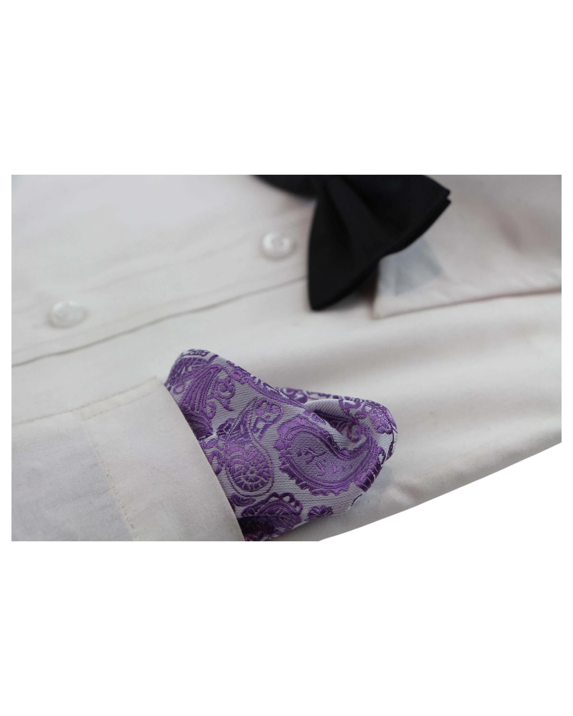 3 Zasel Mens Violet & Purple Paisley Silk Pocket Square - Multi, 3 of 3