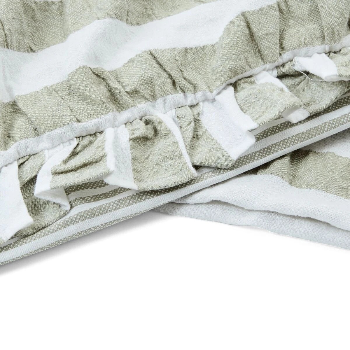 7 Ruffle Stripe Cotton Reversible Quilt Cover Set - Double Bed, Seagrass, 7 of 7