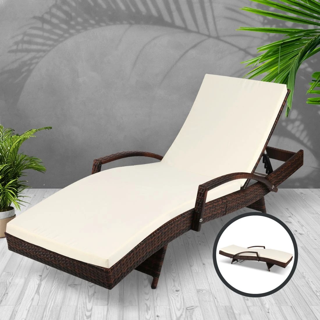 8 Gardeon Sun Lounger - Brown, 8 of 8