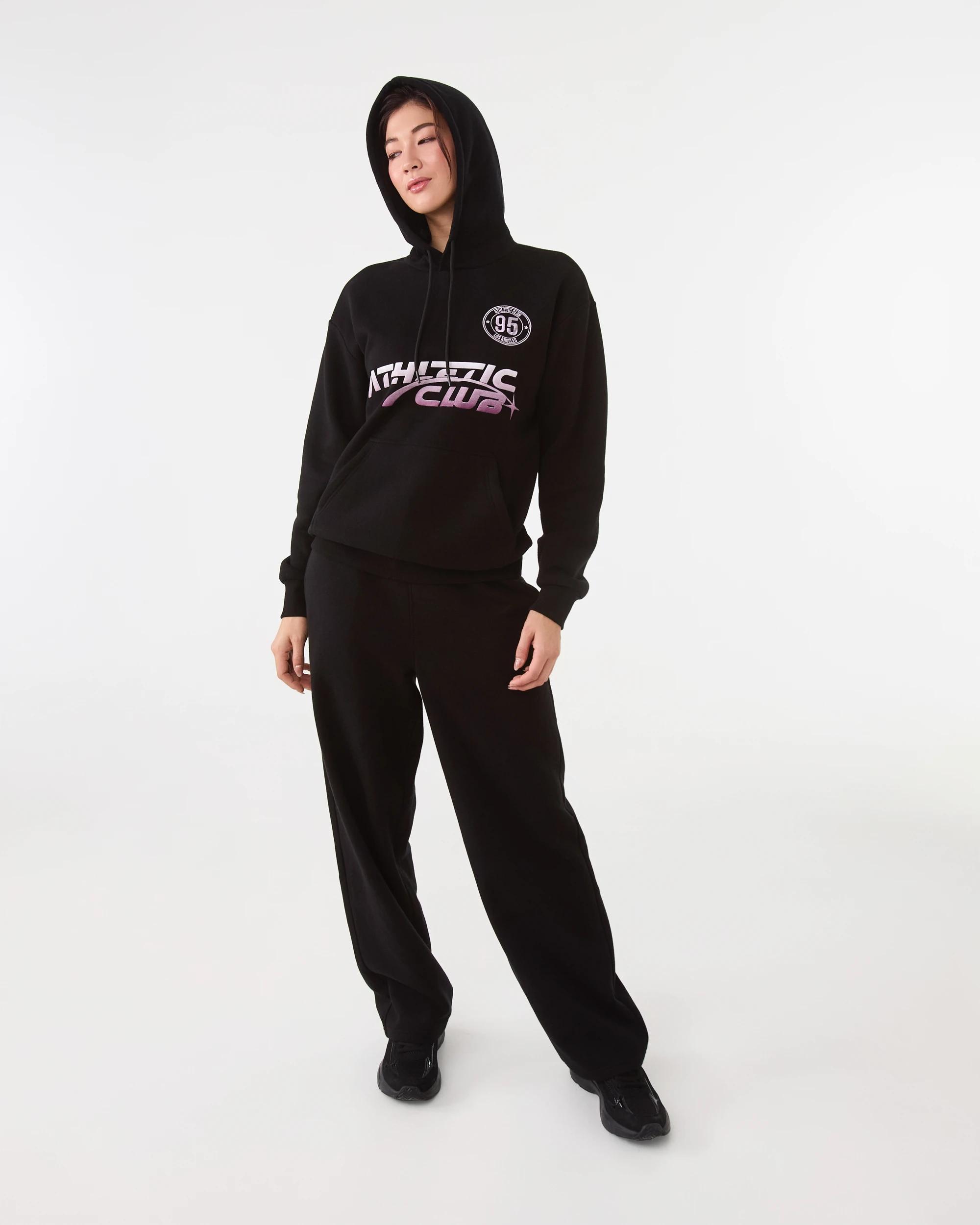 8 Active Womens Graphic Fleece Hoodie Black, 8 of 9