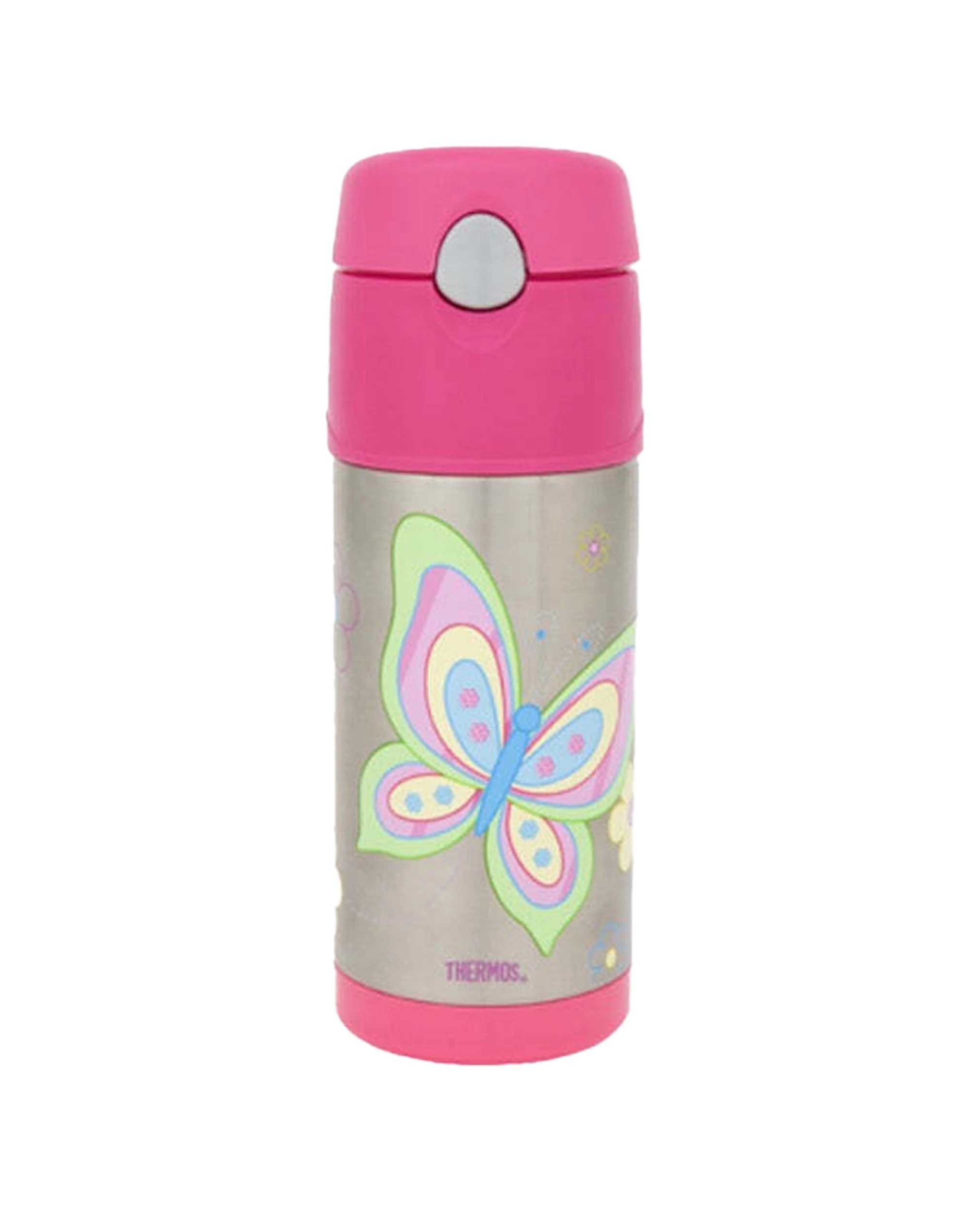 1 Thermos Funtainer 355ml Insulated Stainless Steel Drink Bottle Butterfly - Pink, 1 of 3