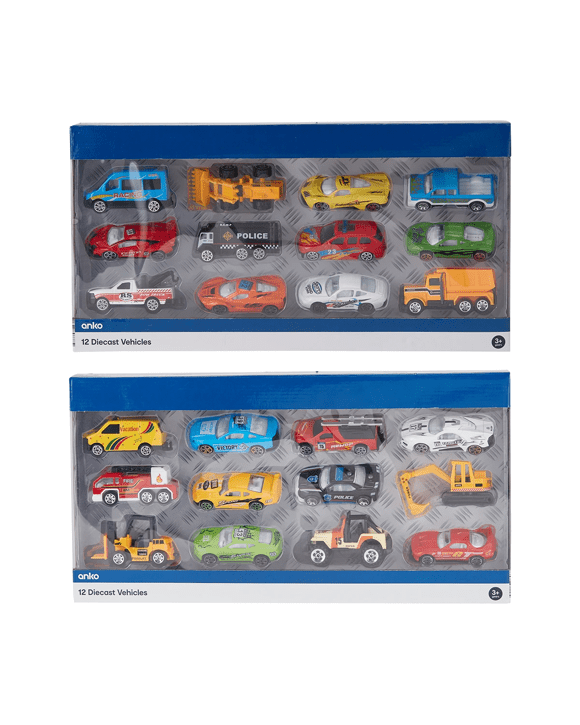 12 Pack Diecast Vehicles - Assorted - Kmart NZ