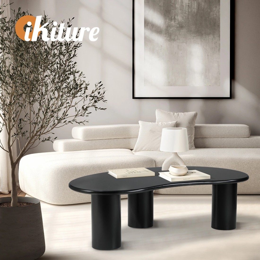 5 Oikiture Coffee Table Sofa Cafe Desk Side Tables Living Room Irregular
 - Black, 5 of 10