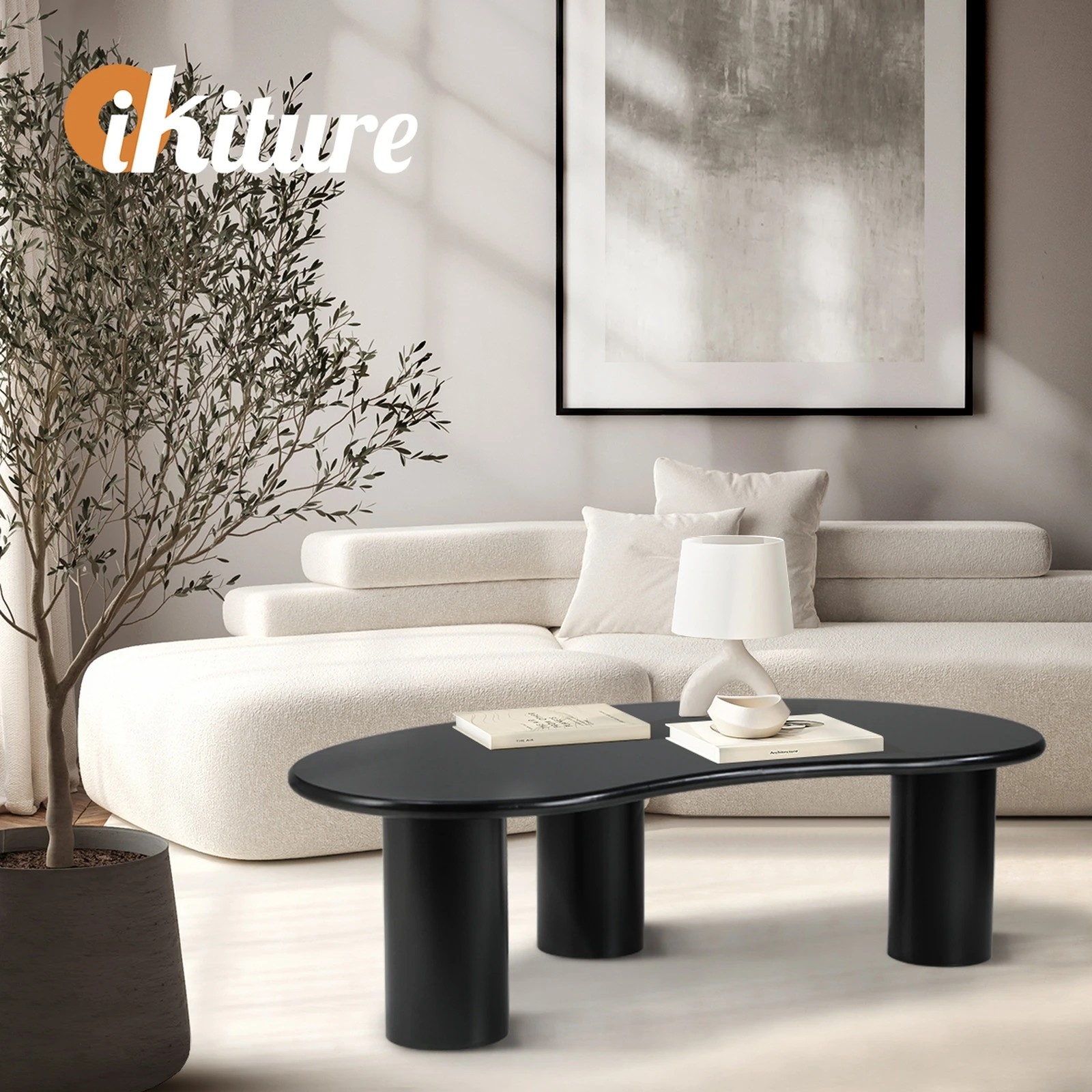 5 Oikiture Coffee Table Sofa Cafe Desk Side Tables Living Room Irregular
 - Black, 5 of 10