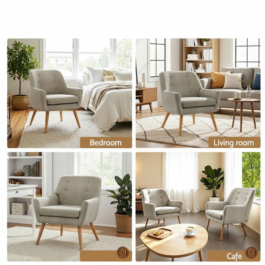 7 Artiss Armchair Lounge Chair Accent Tub Chair  ANNE - Natural, 7 of 10