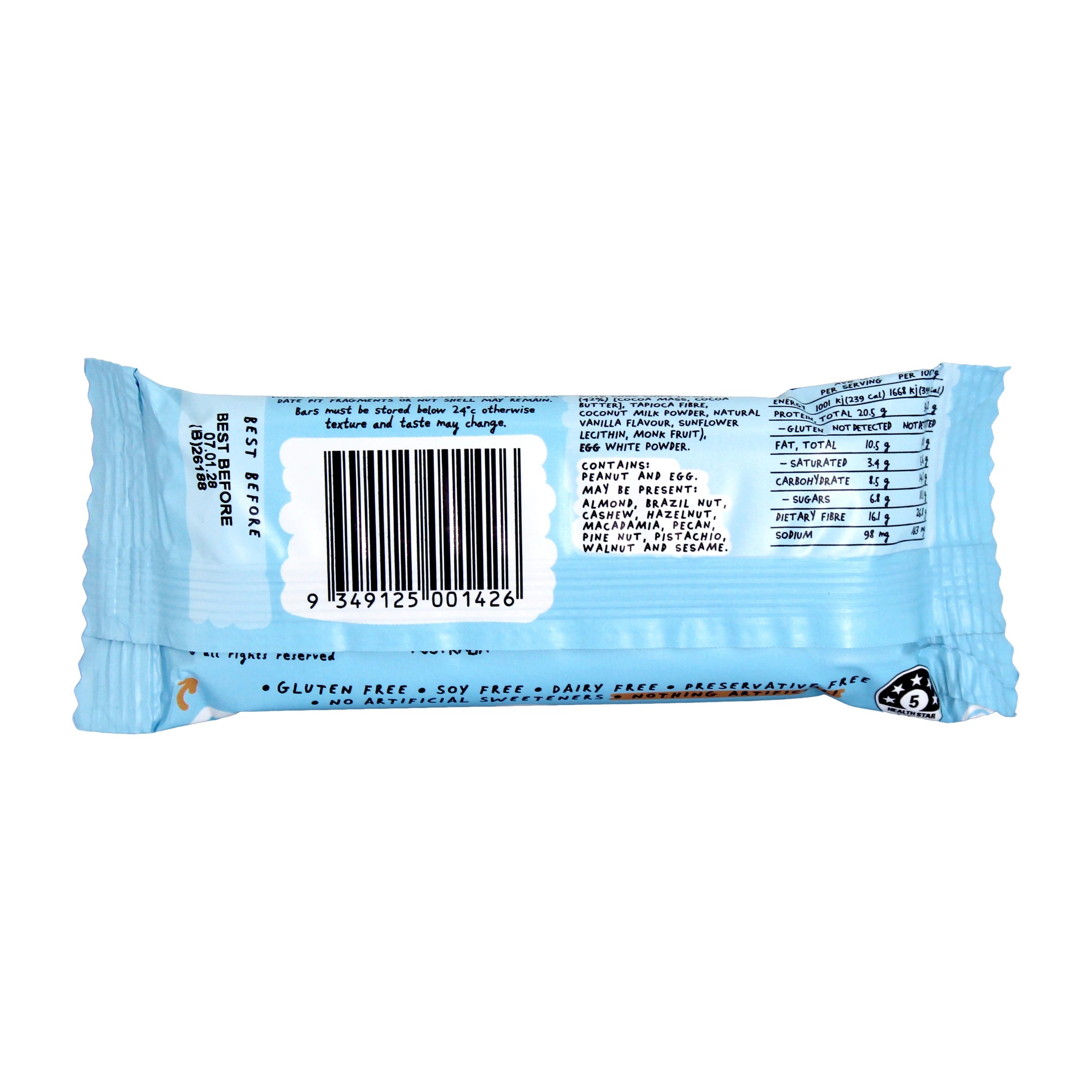 2 Blue Dinosaur Choc Chip Peanut Butter Protein Bar 60g, 2 of 3