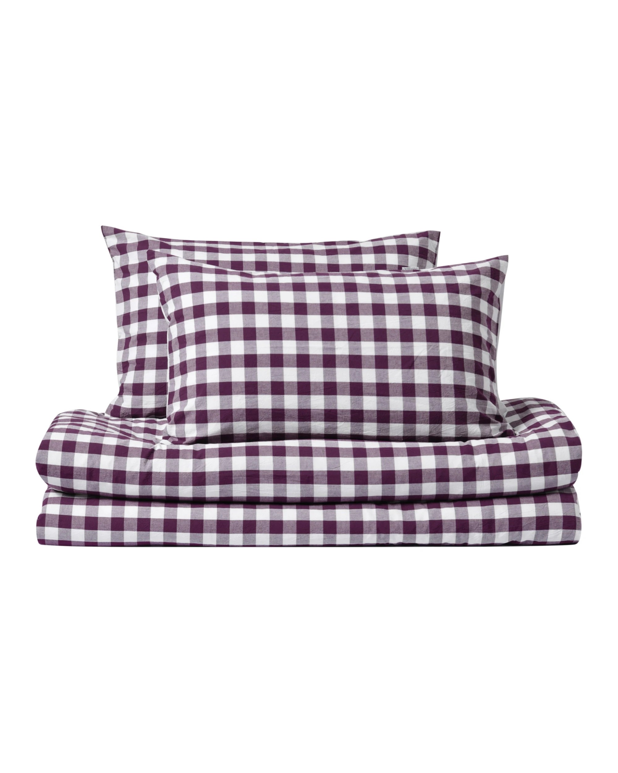 5 Dreamaker Lola Yarn Dyed Washed Cotton Gingham Quilt Cover Set - King Bed - Plum, 5 of 6