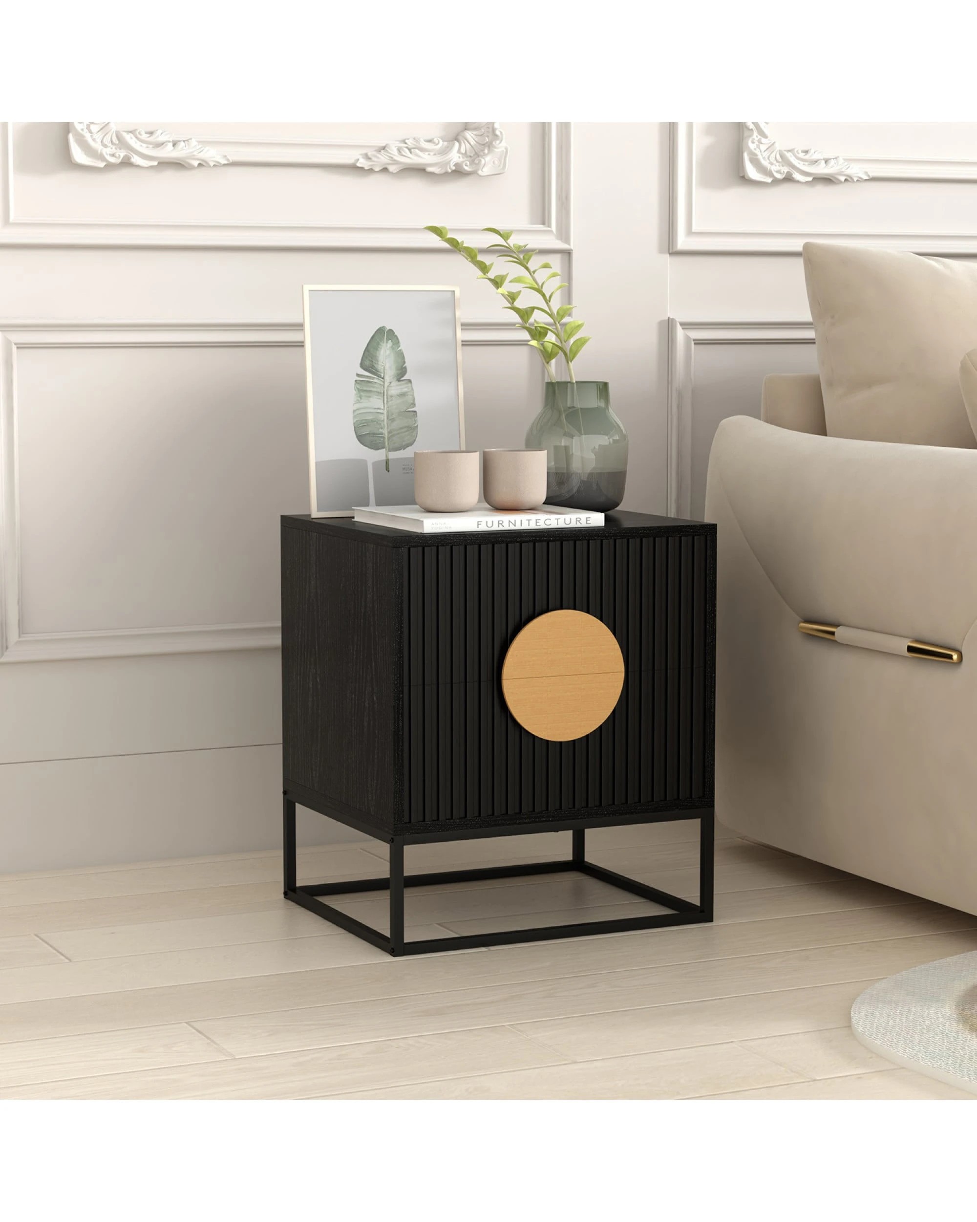 2 Sarantino Silvia Bedside Table with 2 Drawers, 2 of 6