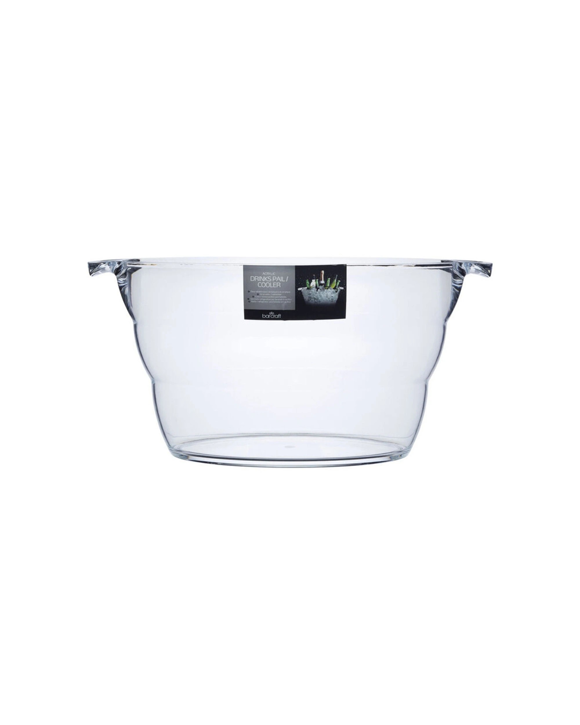 2 BarCraft Acrylic 28cm Oval Drink Pail Cooler Bucket Large Acrylic - Clear, 2 of 7