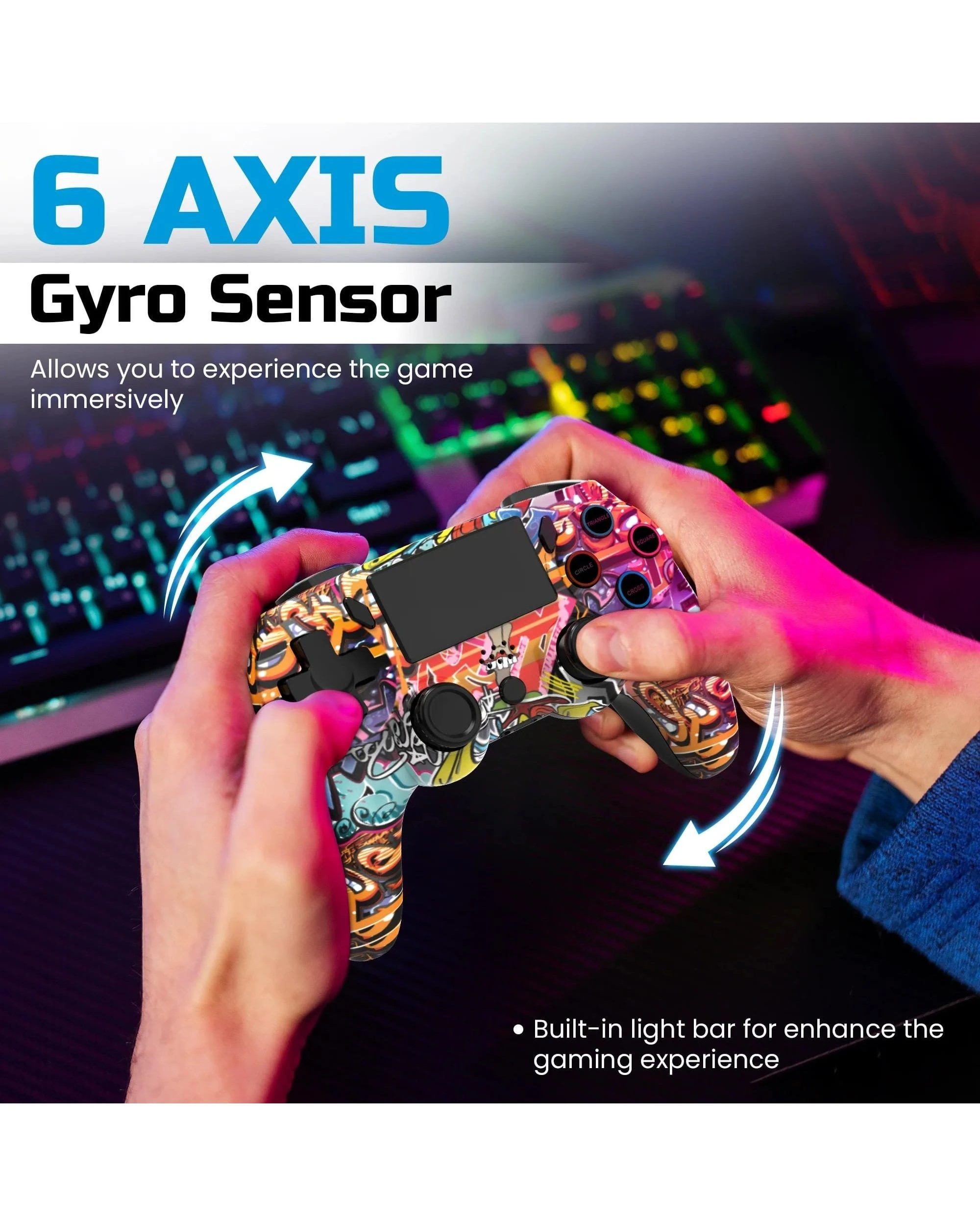 3 Playmax Wireless Controller for PS4 and PC - Graffiti - Multi, 3 of 5