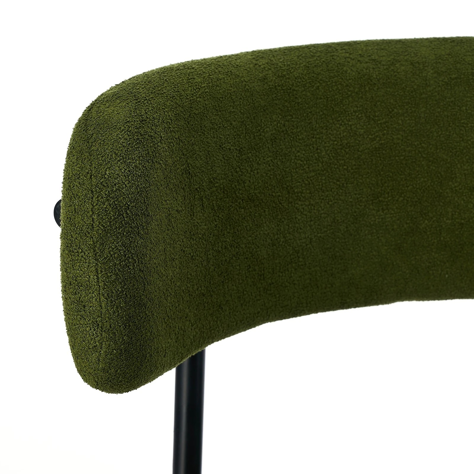 8 Oikiture 4x Dining Chair Round Boucle Kitchen Lounge Seats Backrest - Green, 8 of 9