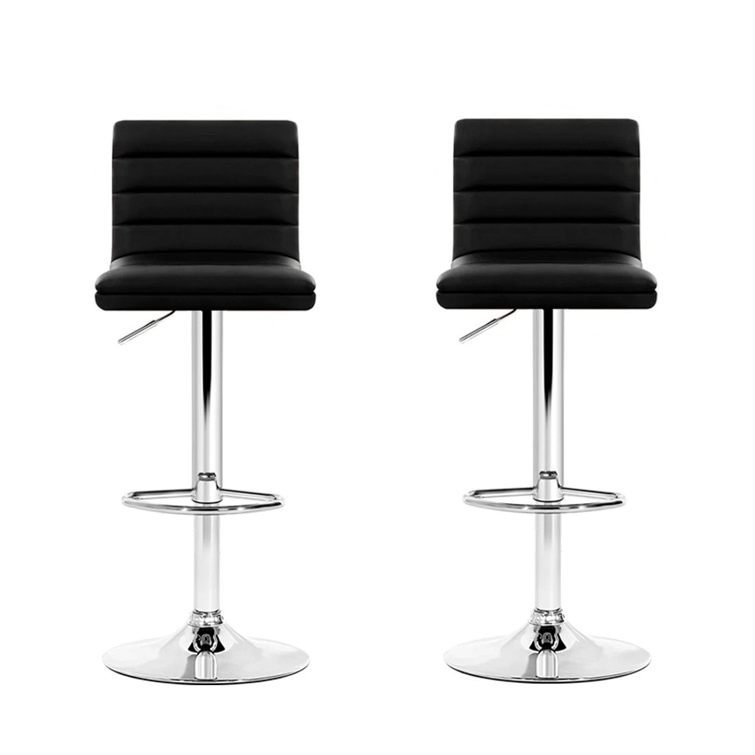 4 Artiss 2x Bar Stools Padded Leather Gas Lift - Black, 4 of 9