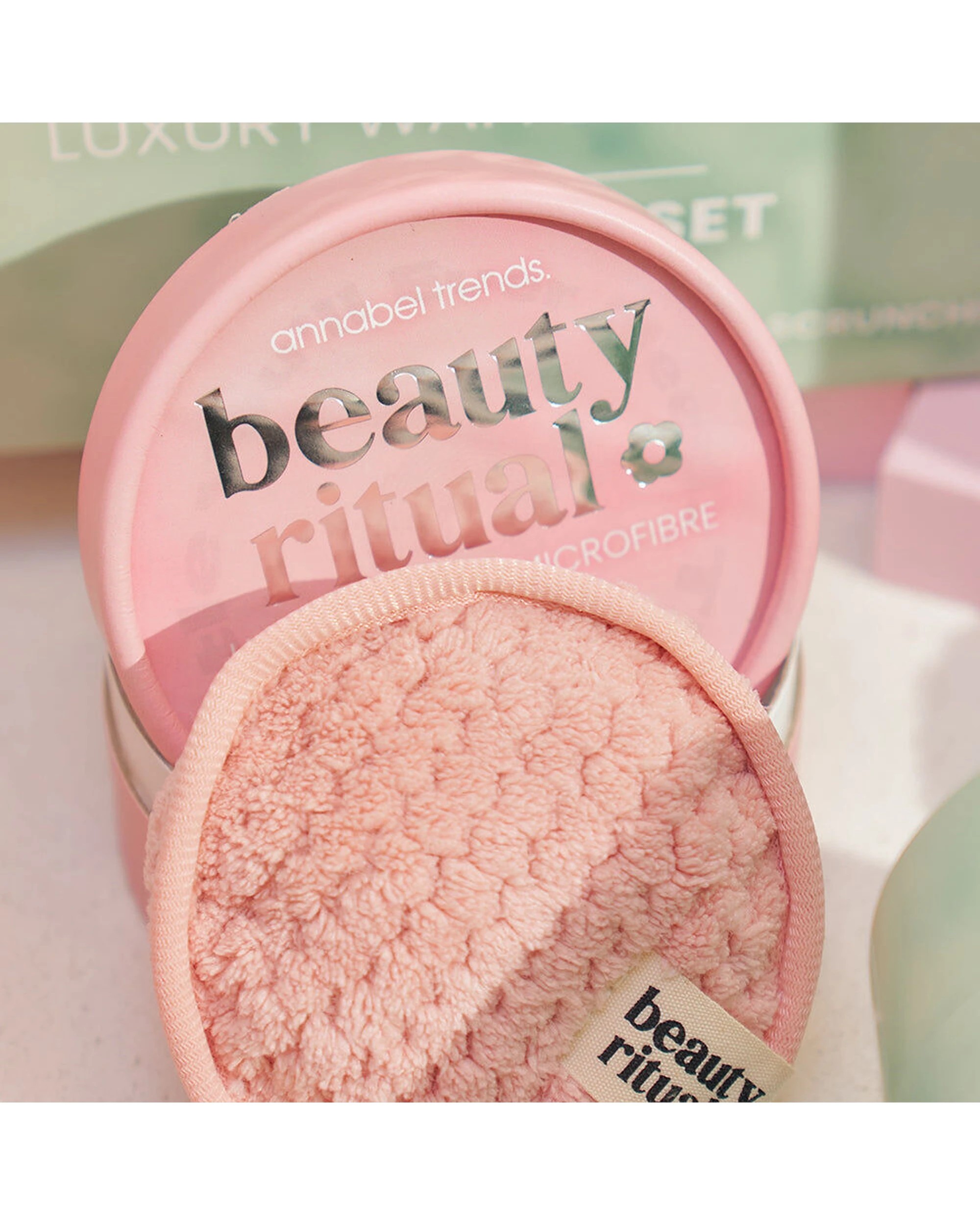2 Annabel Trends 4pc Beauty Ritual Luxury Waffle Cleanse Pads Dusty - Pink, 2 of 5