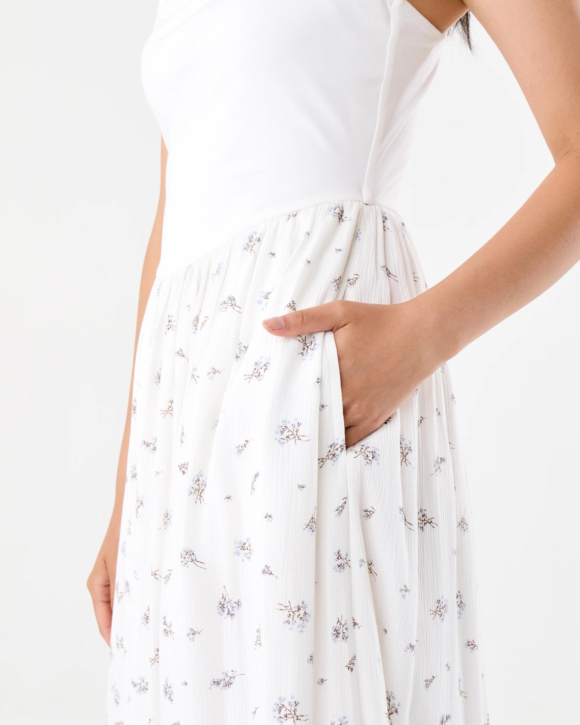 6 Sleeveless Knit Woven Midi Dress Ditsy, 6 of 6